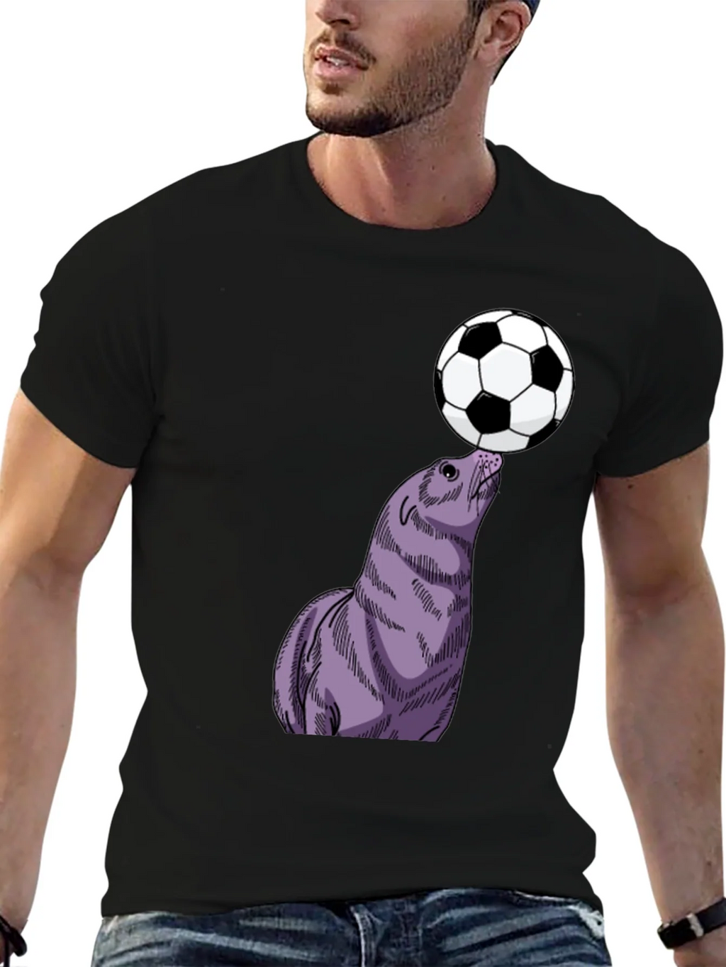 Seal Balancing Soccer Ball T-Shirt product image 6
