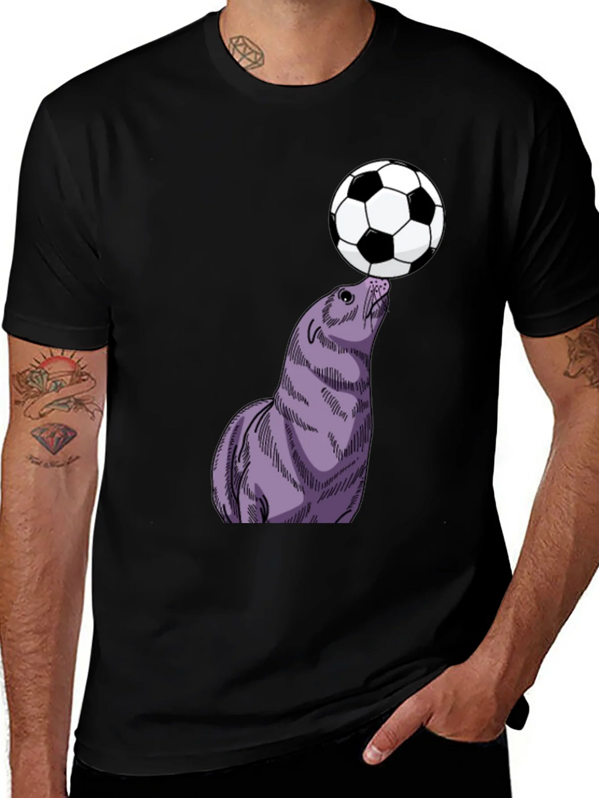 Seal Balancing Soccer Ball T-Shirt product image 1