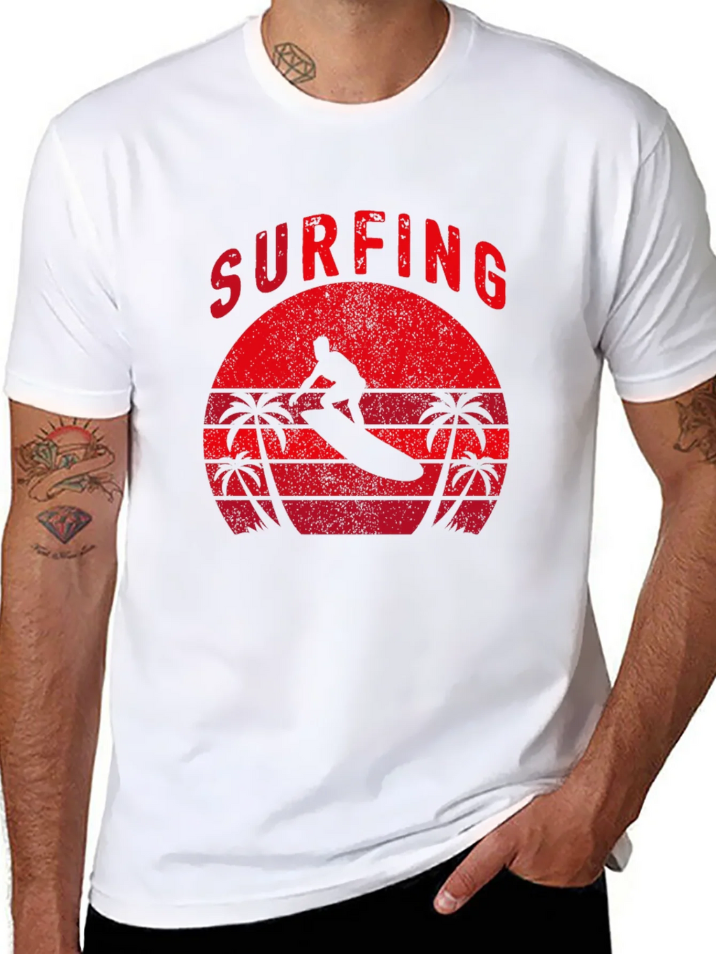 Surfing Silhouette Graphic Tee - Retro Style product image 4