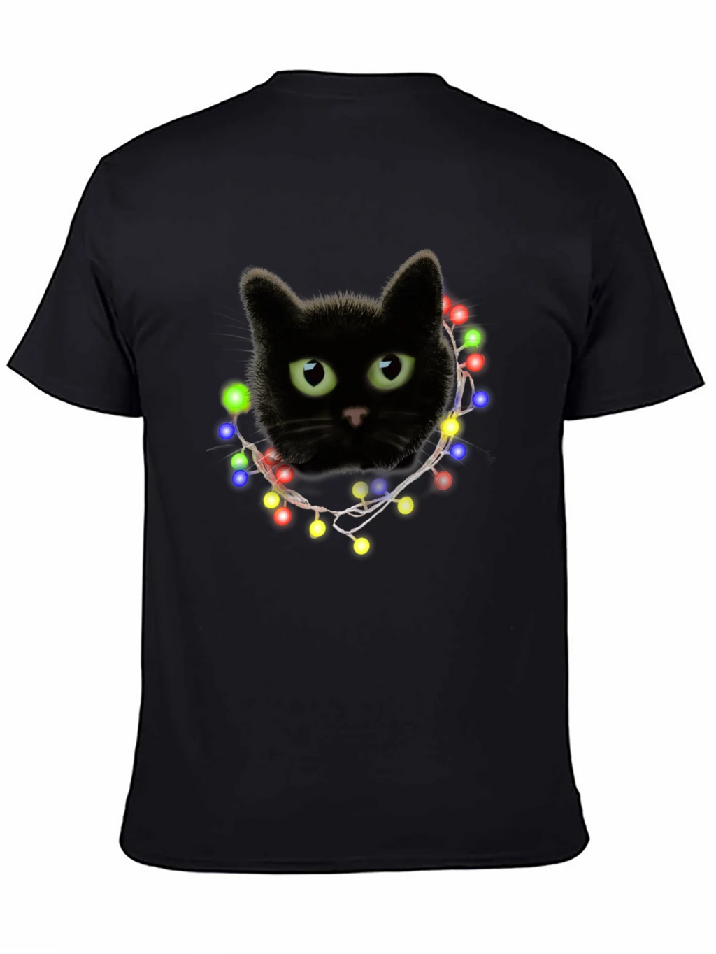 Black Cat Christmas Lights T-Shirt product image 4