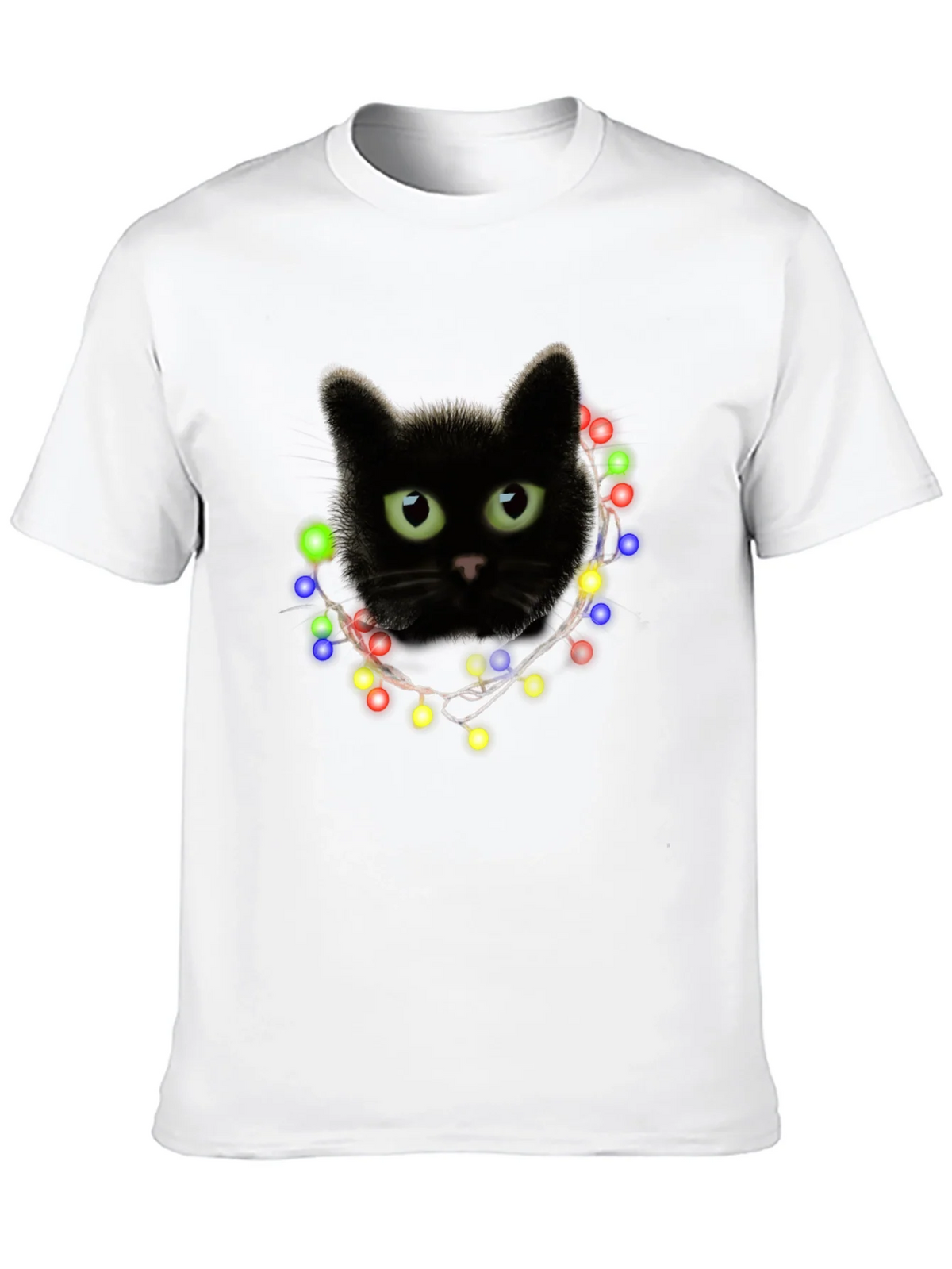 Black Cat Christmas Lights T-Shirt product image 8