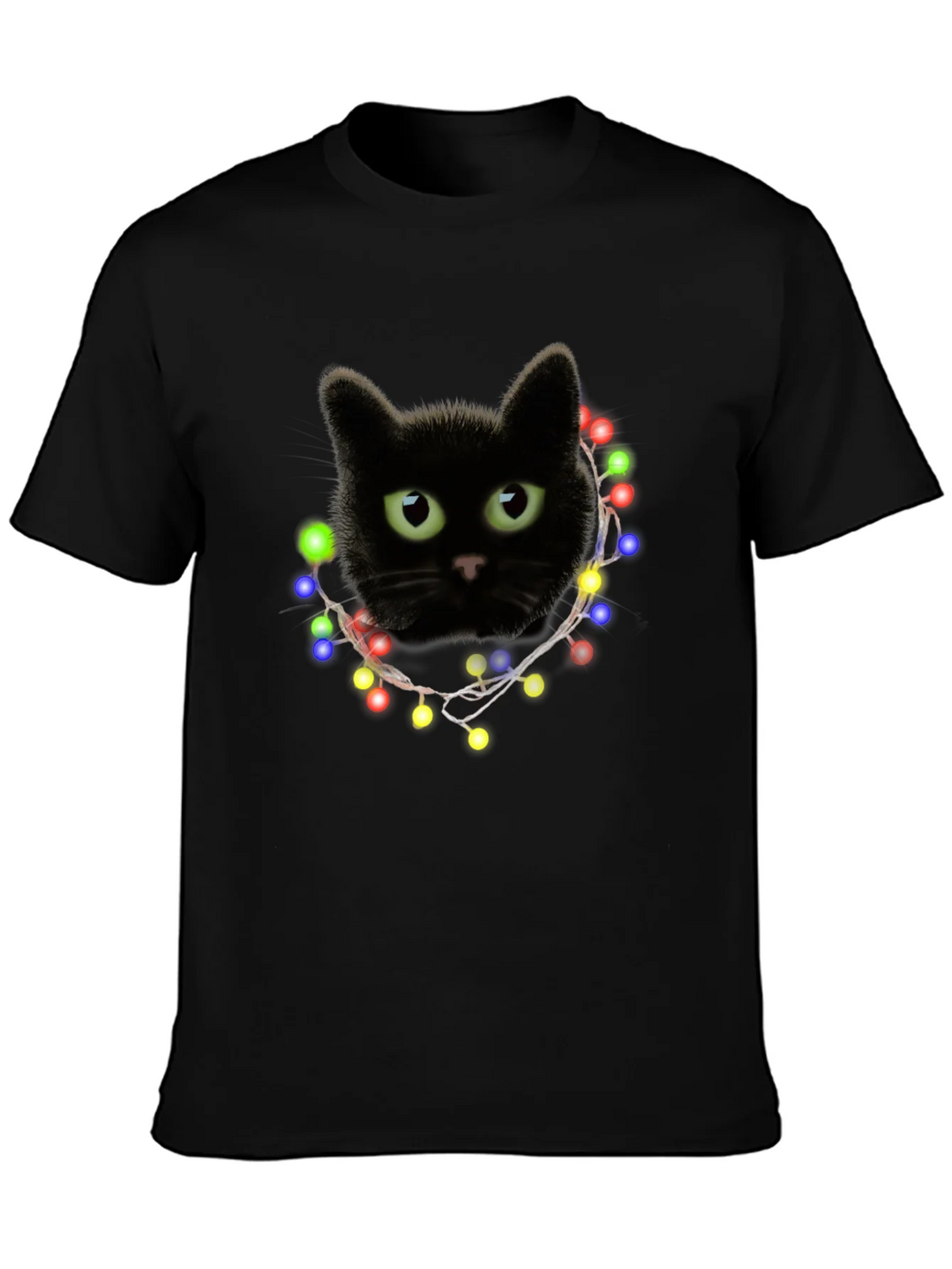 Black Cat Christmas Lights T-Shirt product image 3
