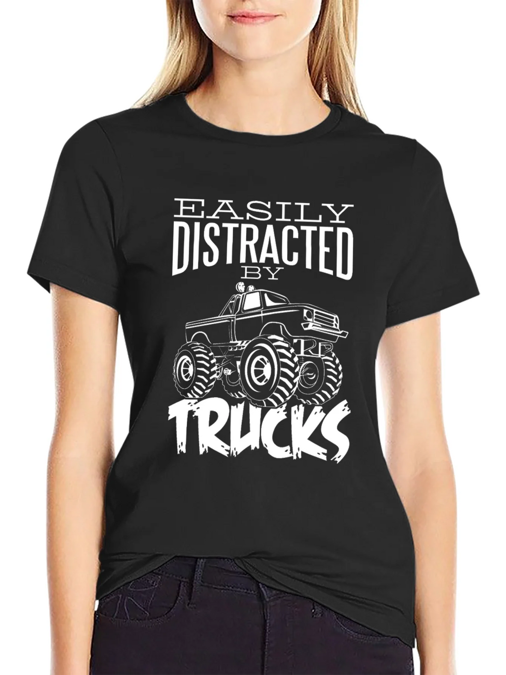 Easily Distracted by Trucks Black Graphic T-Shirt product image 2