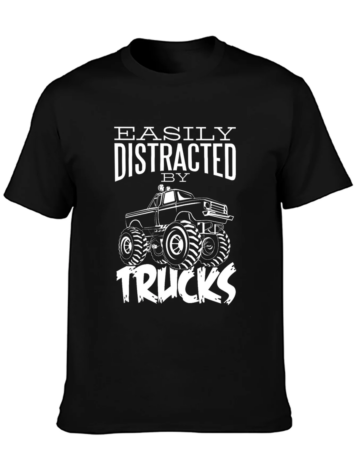Easily Distracted by Trucks Black Graphic T-Shirt product image 3