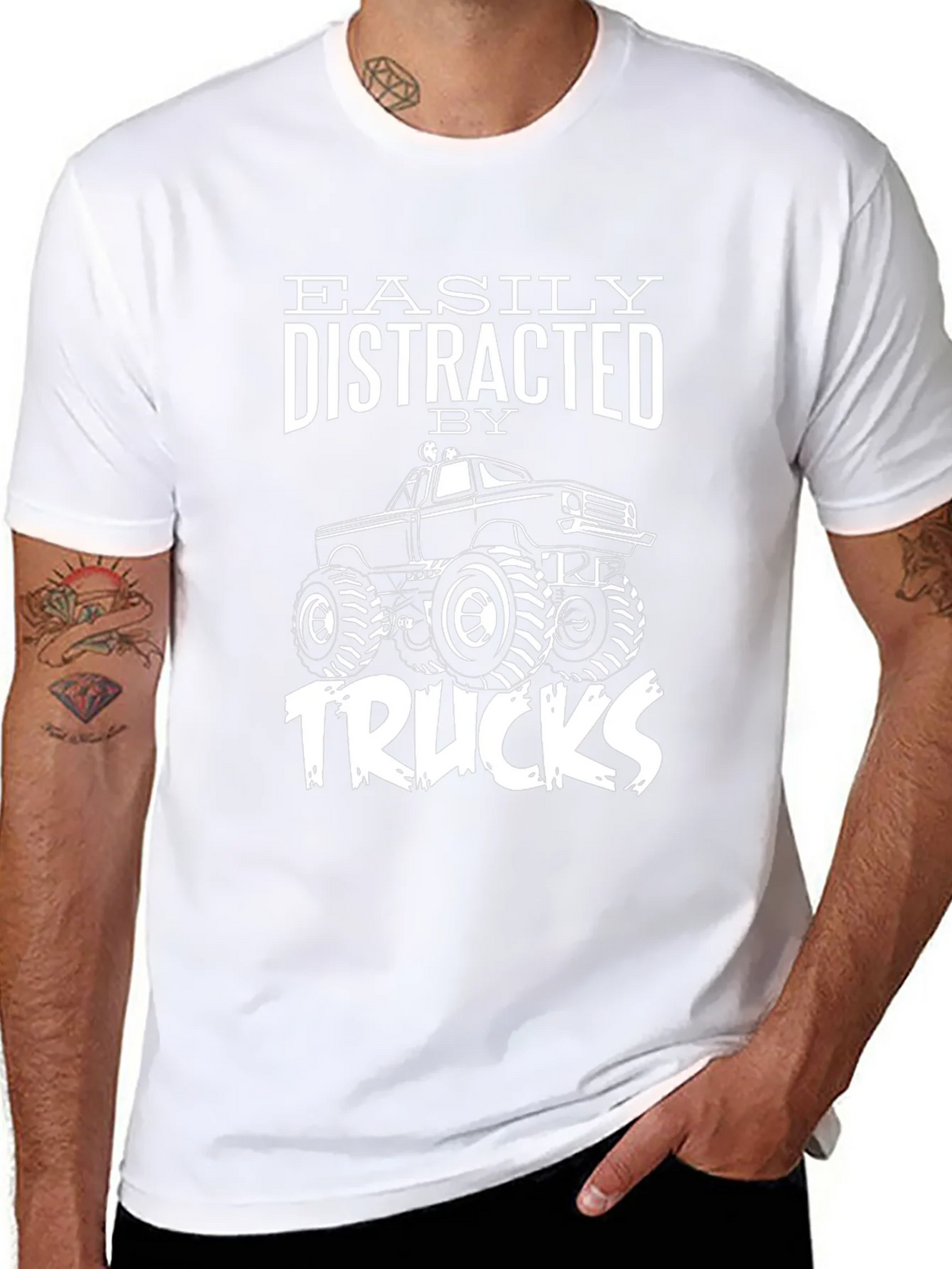 Easily Distracted by Trucks Black Graphic T-Shirt product image 7