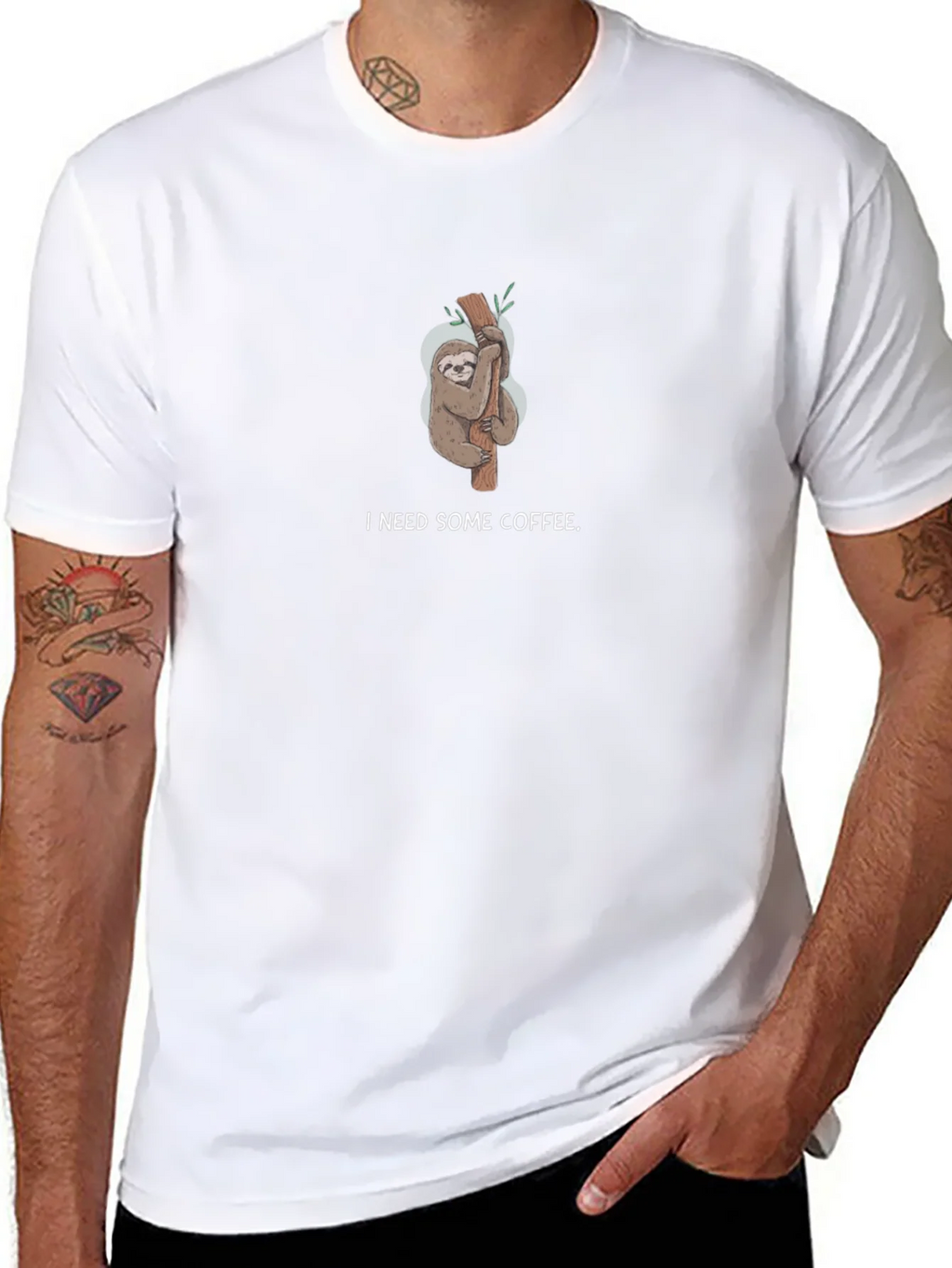 I Need Some Coffee Sloth Black T-Shirt product image 7