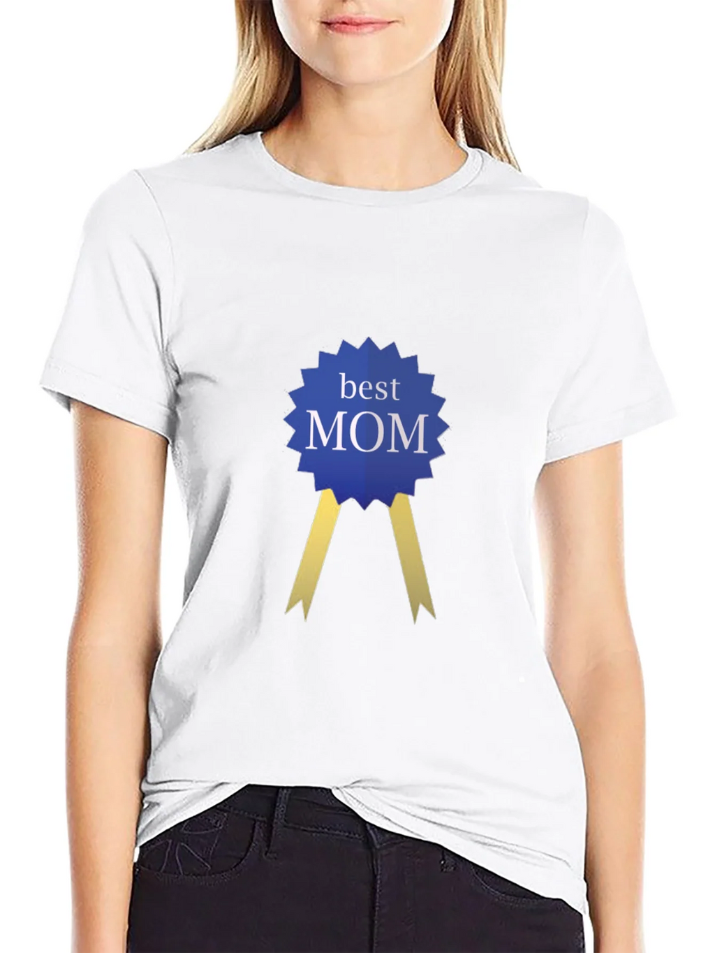 Best Mom Award Ribbon Graphic Tee - Black product image 2