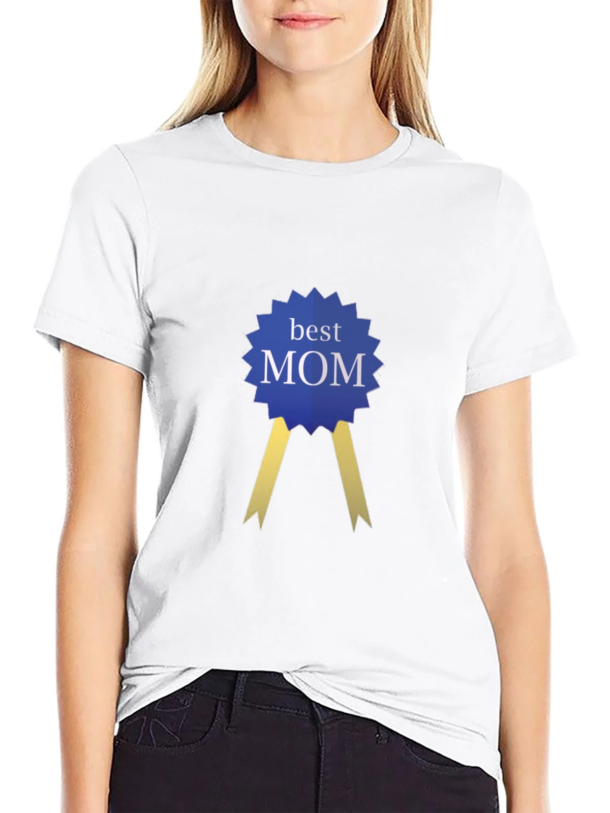 Best Mom Award Ribbon Graphic Tee - Black product image 2