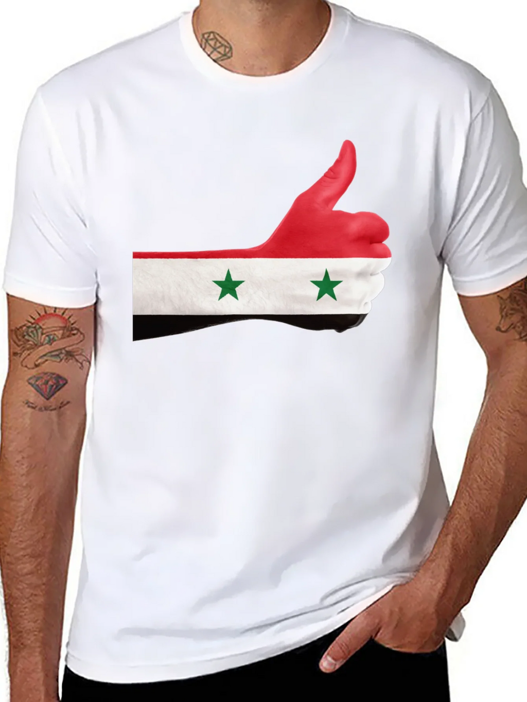 Syria Flag Thumbs Up Graphic Black T-Shirt product image 7