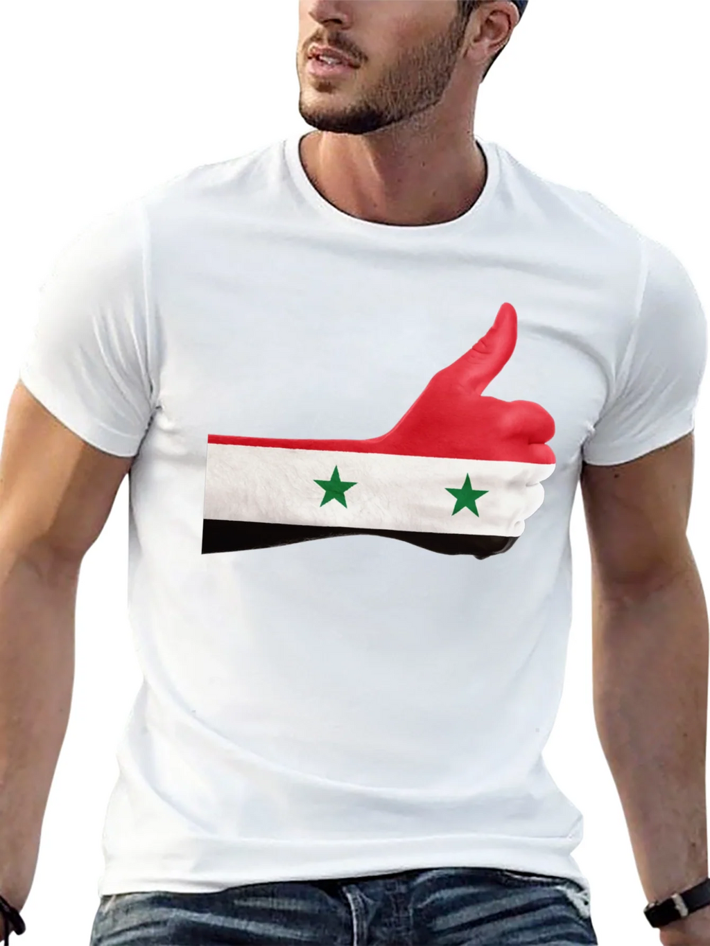Syria Flag Thumbs Up Graphic Black T-Shirt product image 12