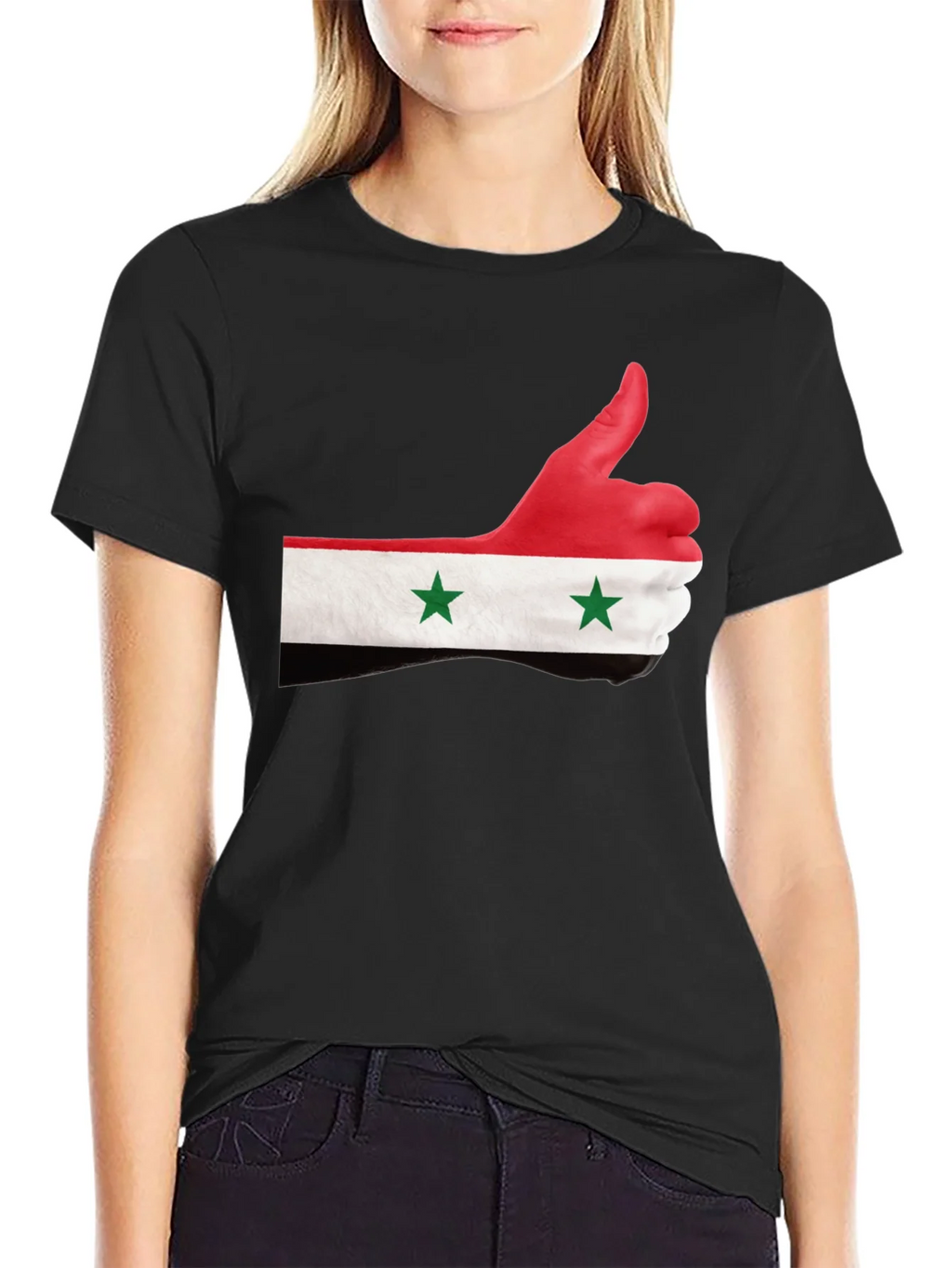 Syria Flag Thumbs Up Graphic Black T-Shirt product image 2