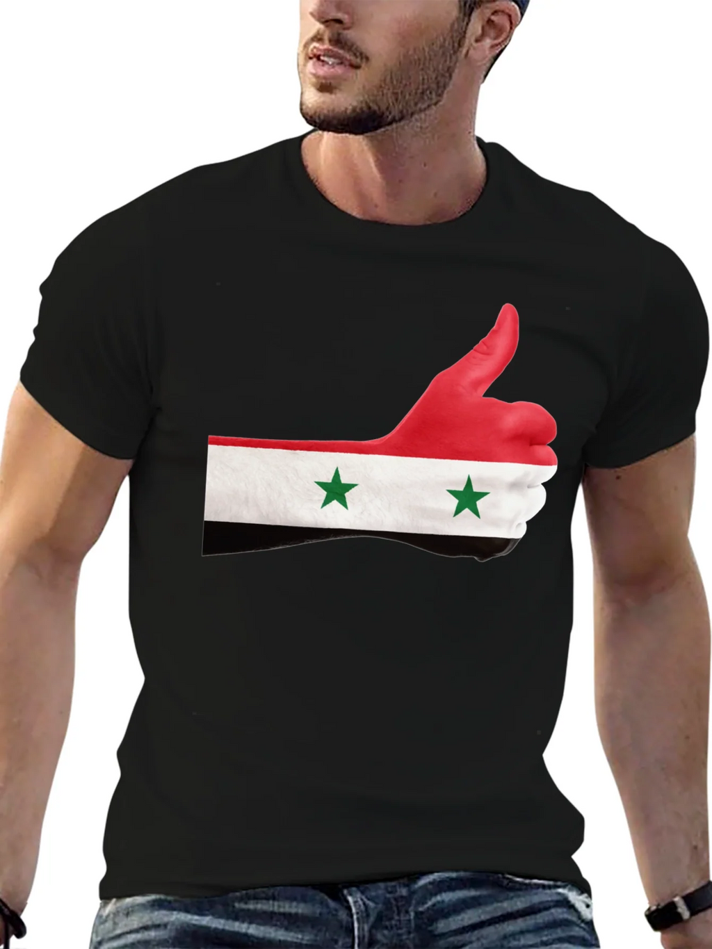 Syria Flag Thumbs Up Graphic Black T-Shirt product image 6