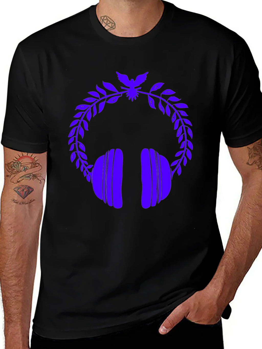 Stylish Graphic Tee - Headphones & Laurel Wreath product image 1