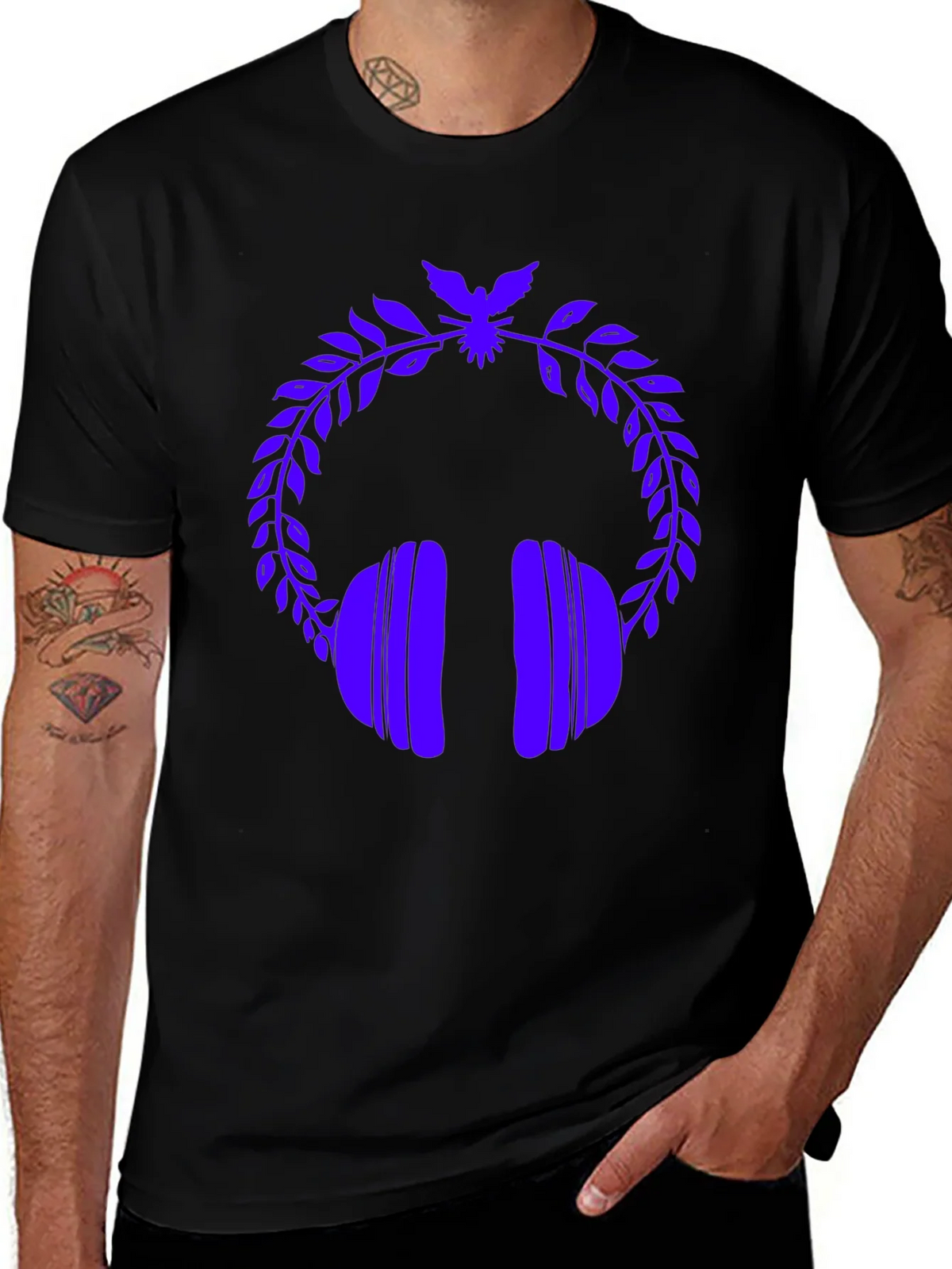 Stylish Graphic Tee - Headphones & Laurel Wreath product image 1
