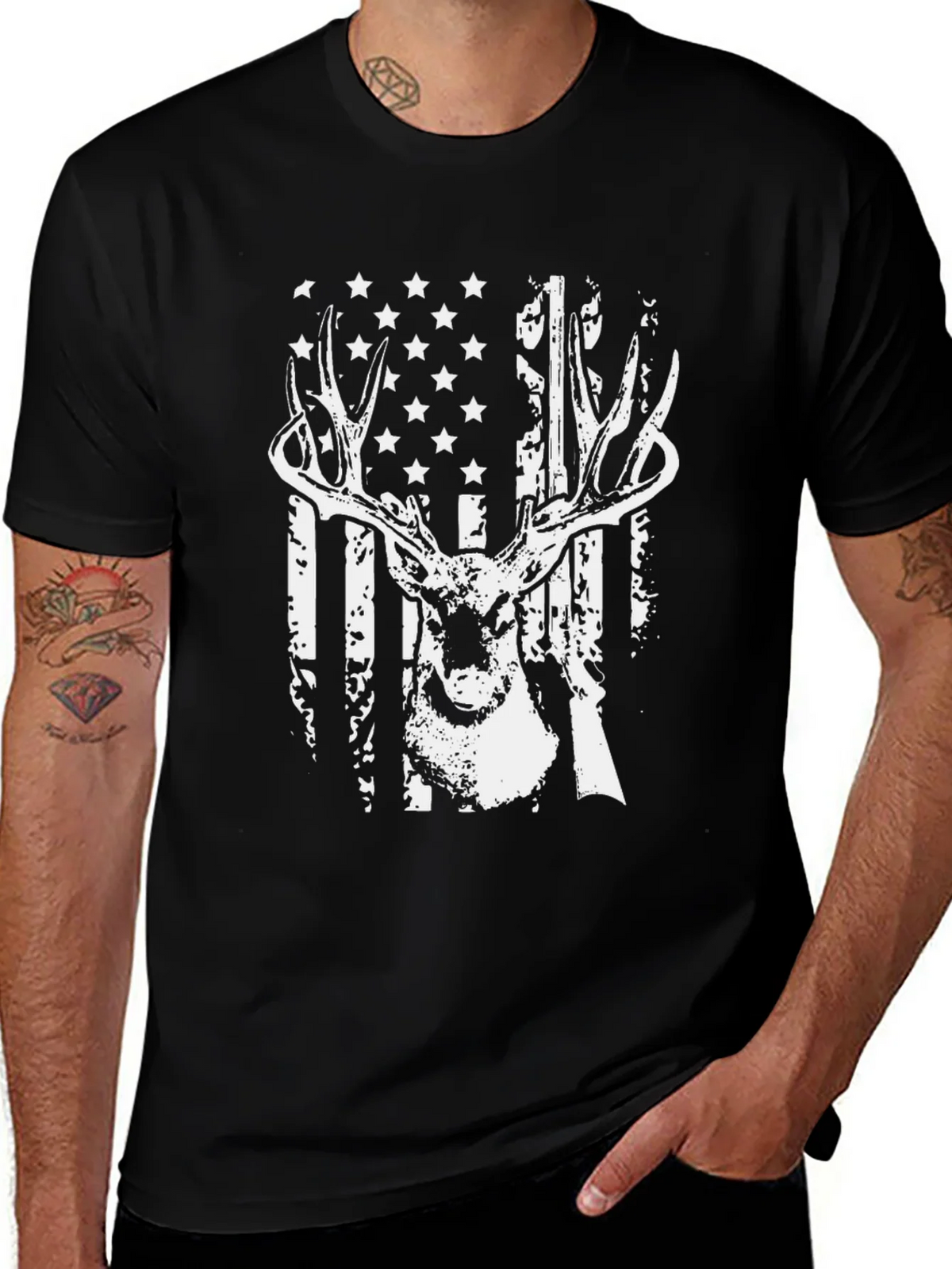 American Flag Deer Hunter T-Shirt product image 1