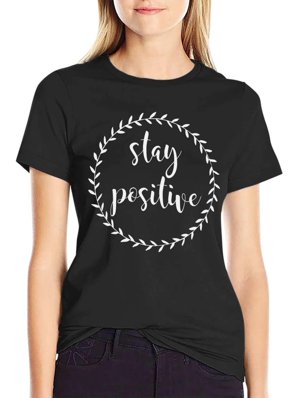 Stay Positive Black Graphic T-Shirt product image 1