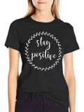 Stay Positive Black Graphic T-Shirt product image 1