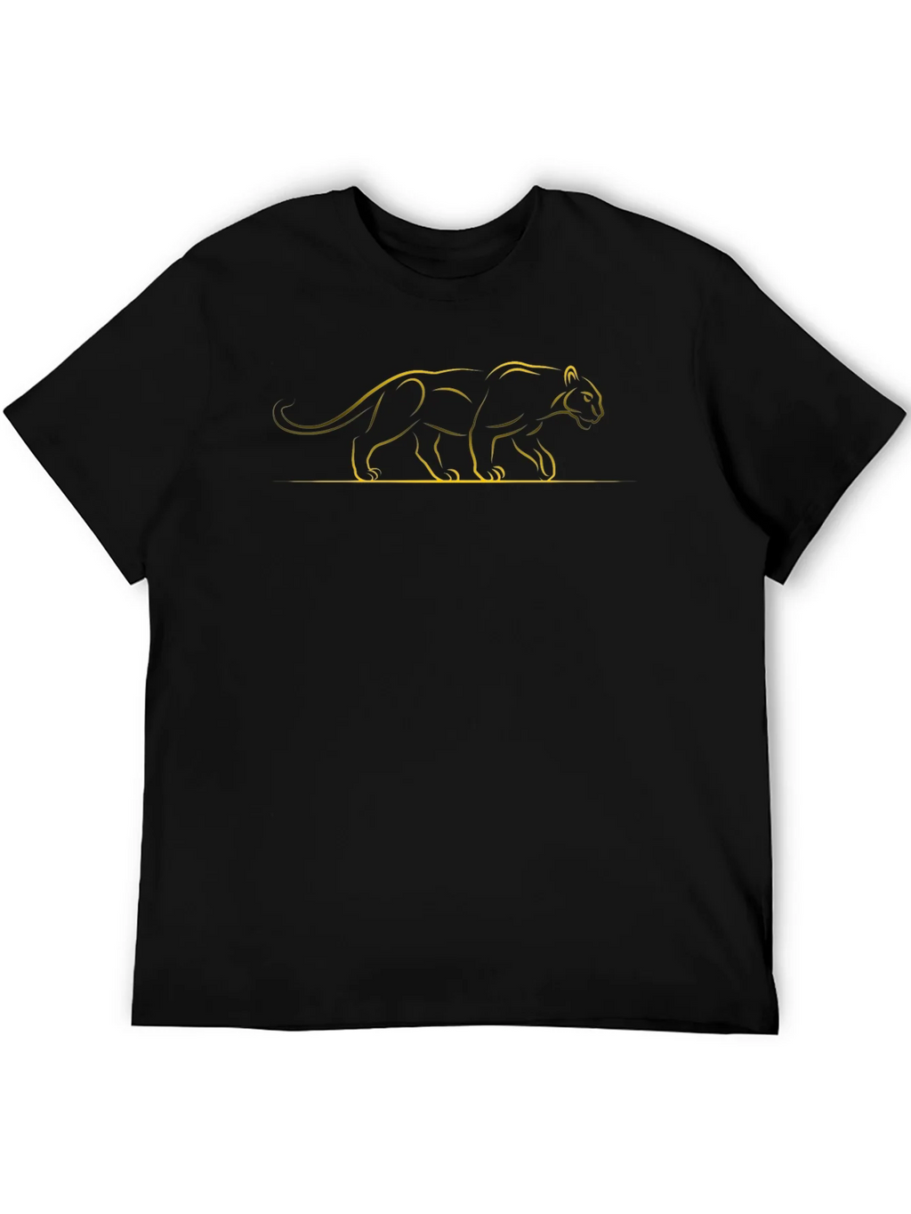 Sleek Black T-Shirt with Golden Panther Design product image 2