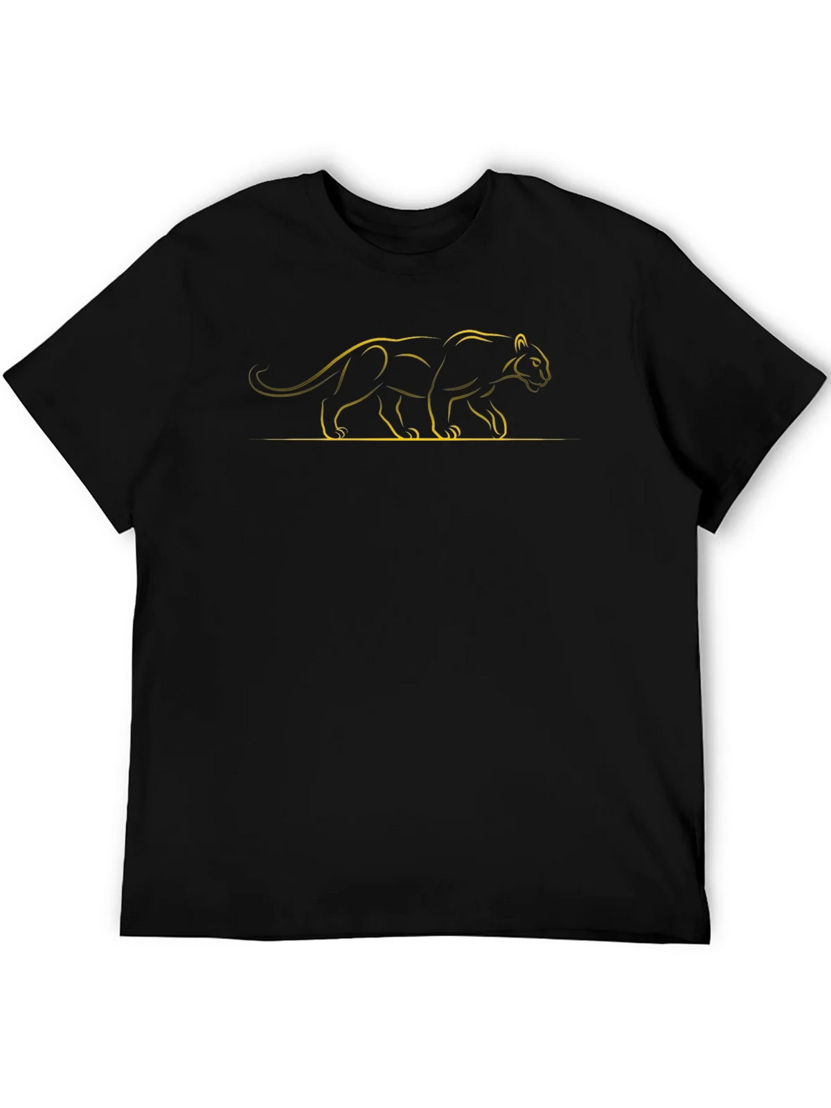 Sleek Black T-Shirt with Golden Panther Design product image 2