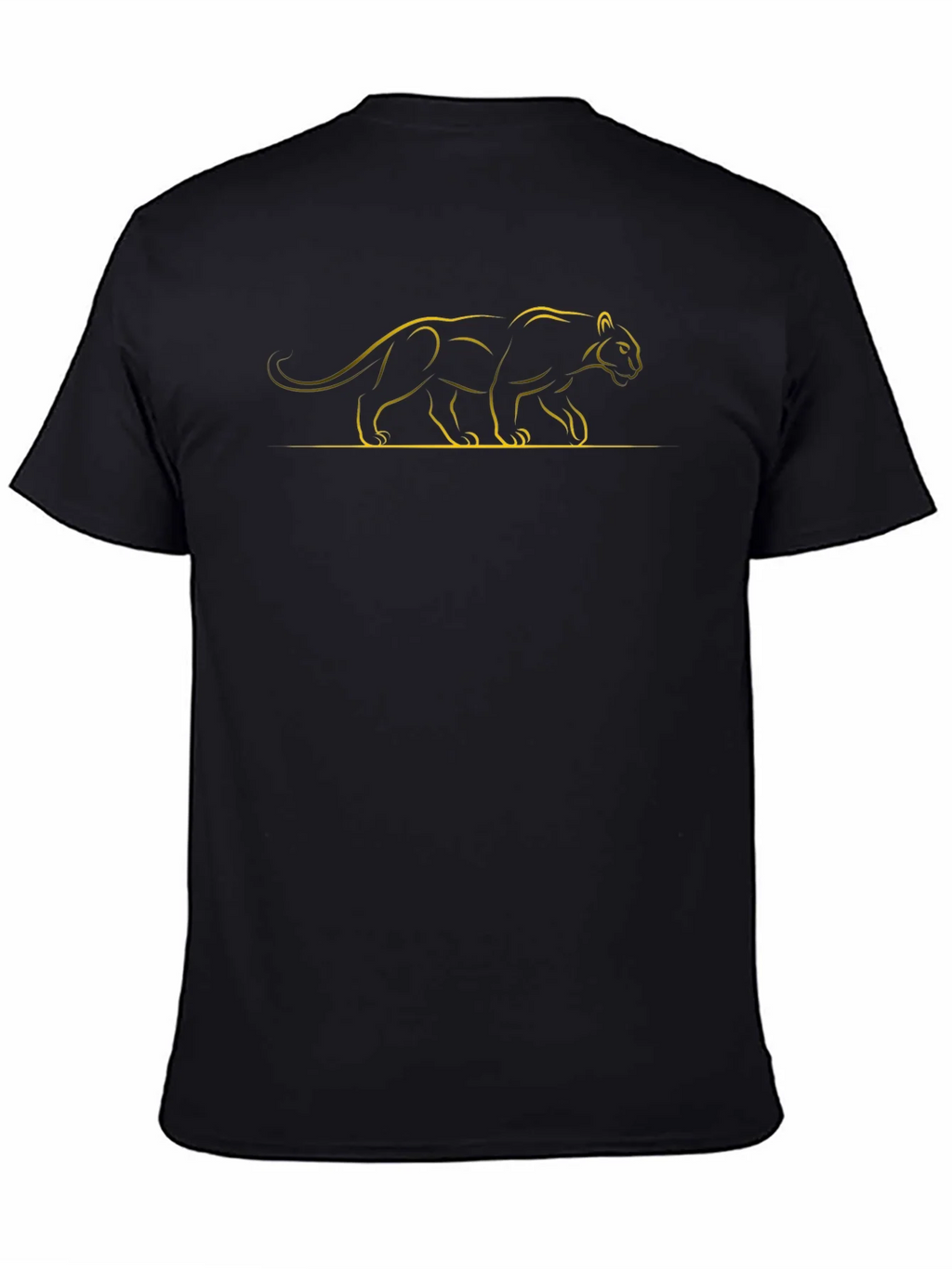 Sleek Black T-Shirt with Golden Panther Design product image 1