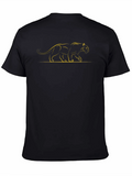 Sleek Black T-Shirt with Golden Panther Design product image 1
