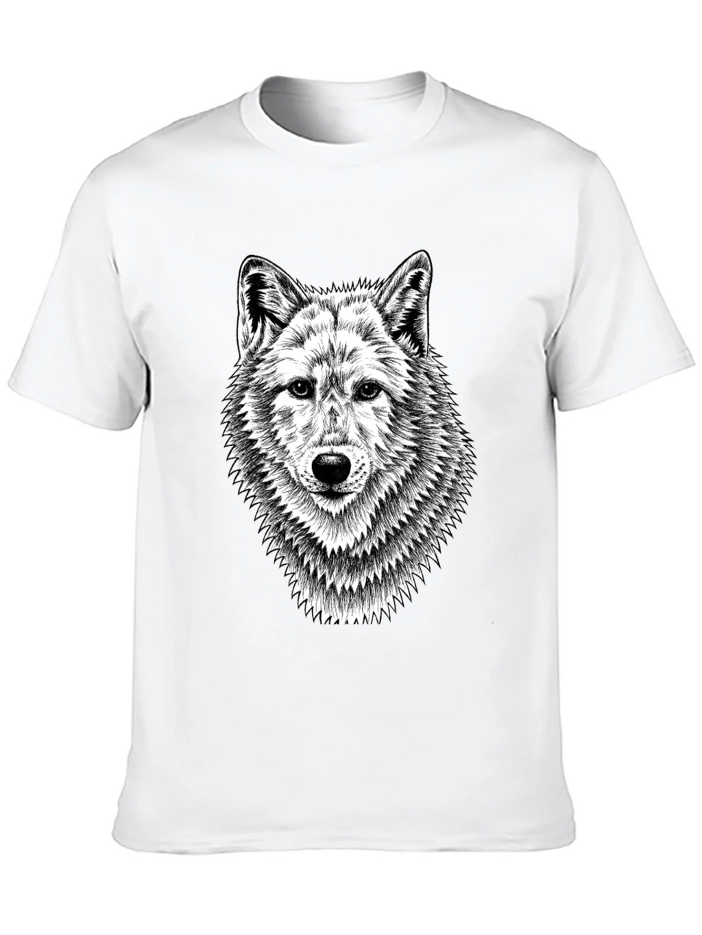 Black T-Shirt with Wolf Graphic Print for Men product image 6