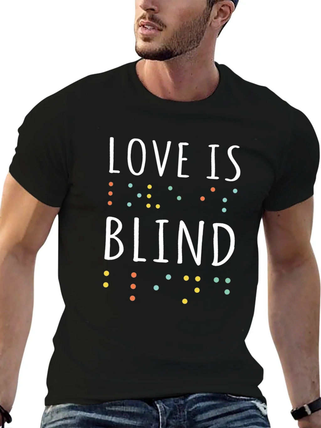 Love Is Blind T-Shirt Colorful Dot Design product image 2