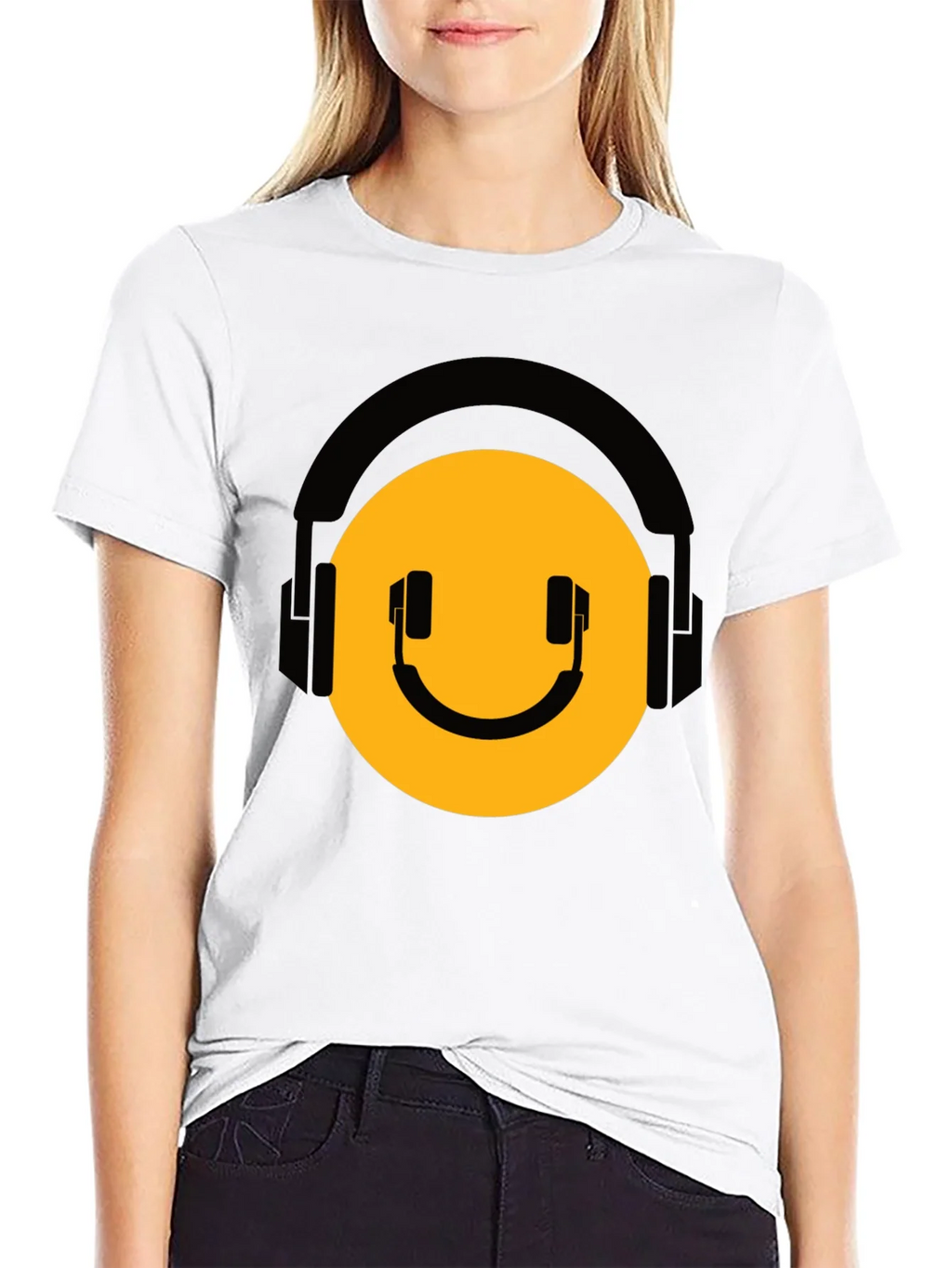DJ Smiley Face Black T-Shirt product image 4