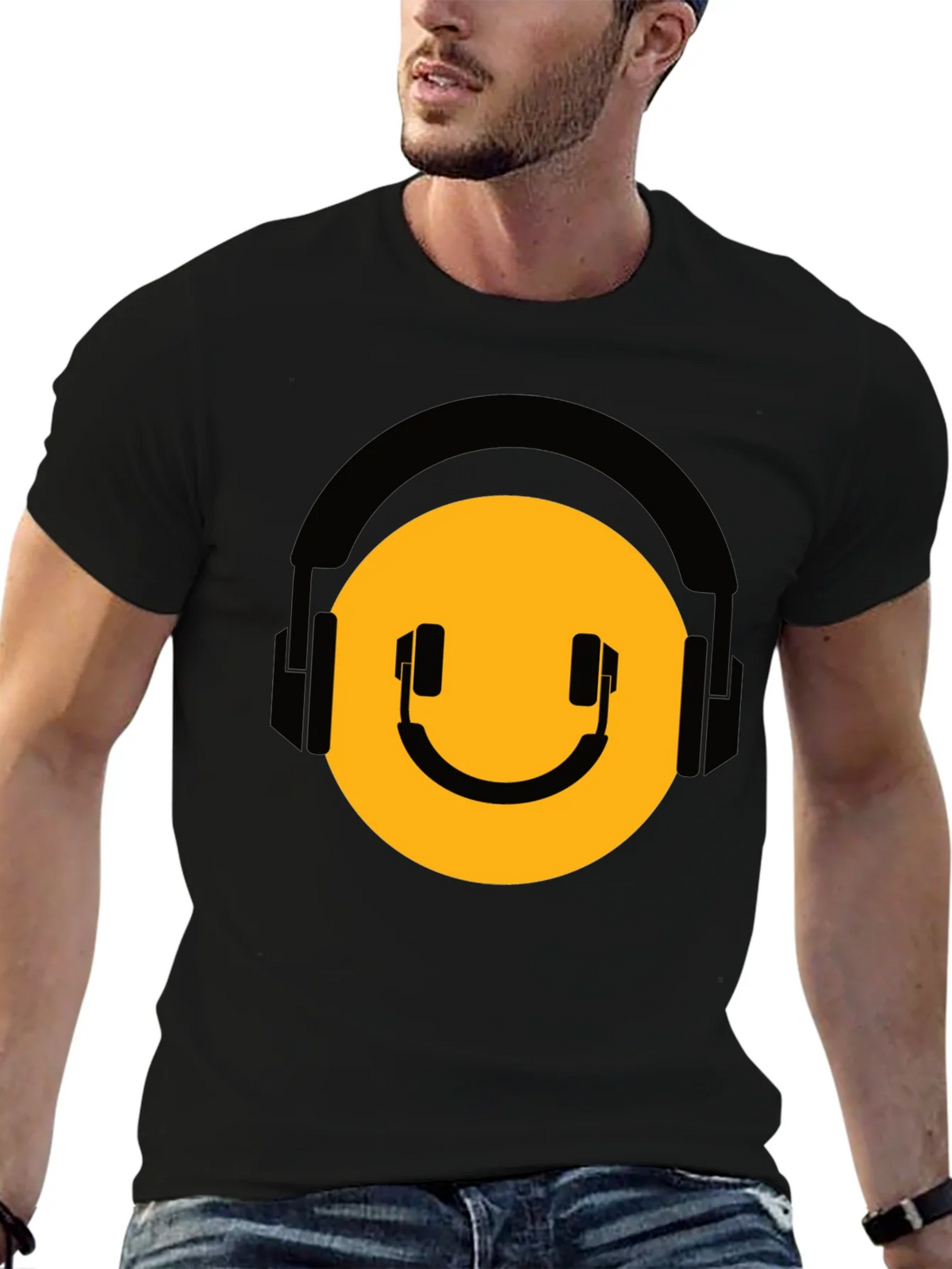 DJ Smiley Face Black T-Shirt product image 3