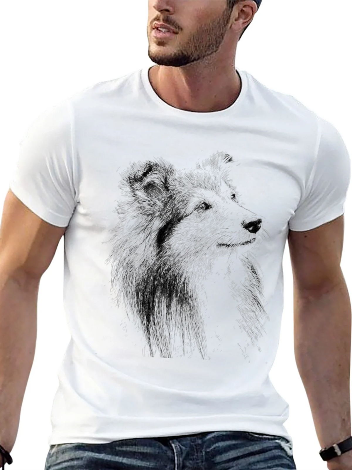 Dog Sketch Graphic Black T-Shirt product image 12