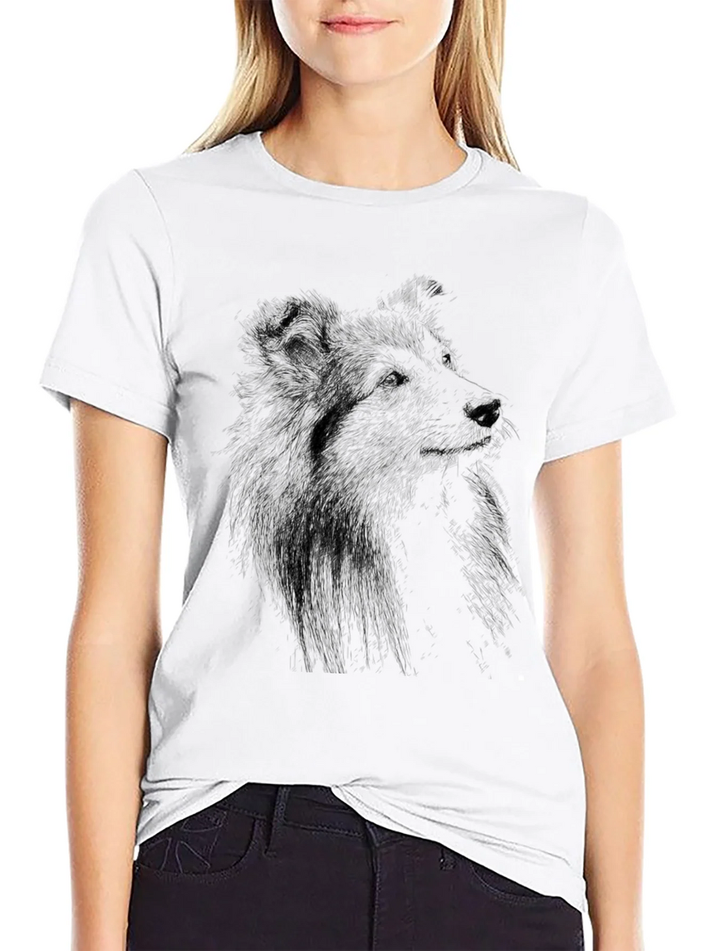 Dog Sketch Graphic Black T-Shirt product image 8