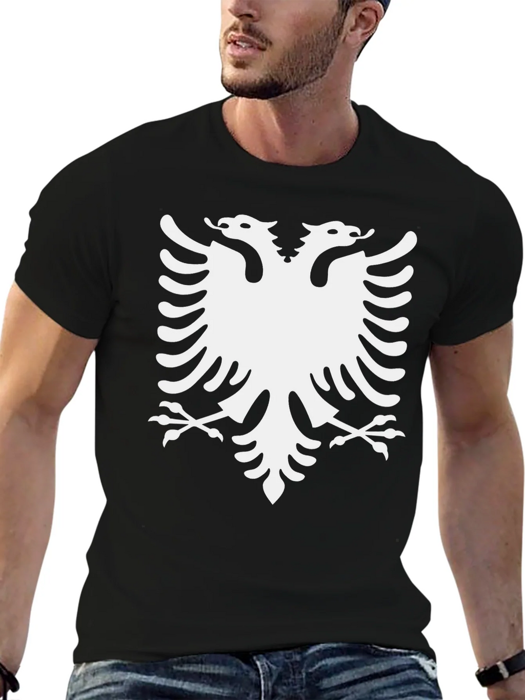 Albanian Eagle Graphic Tee - Classic Black Cotton Shirt product image 4