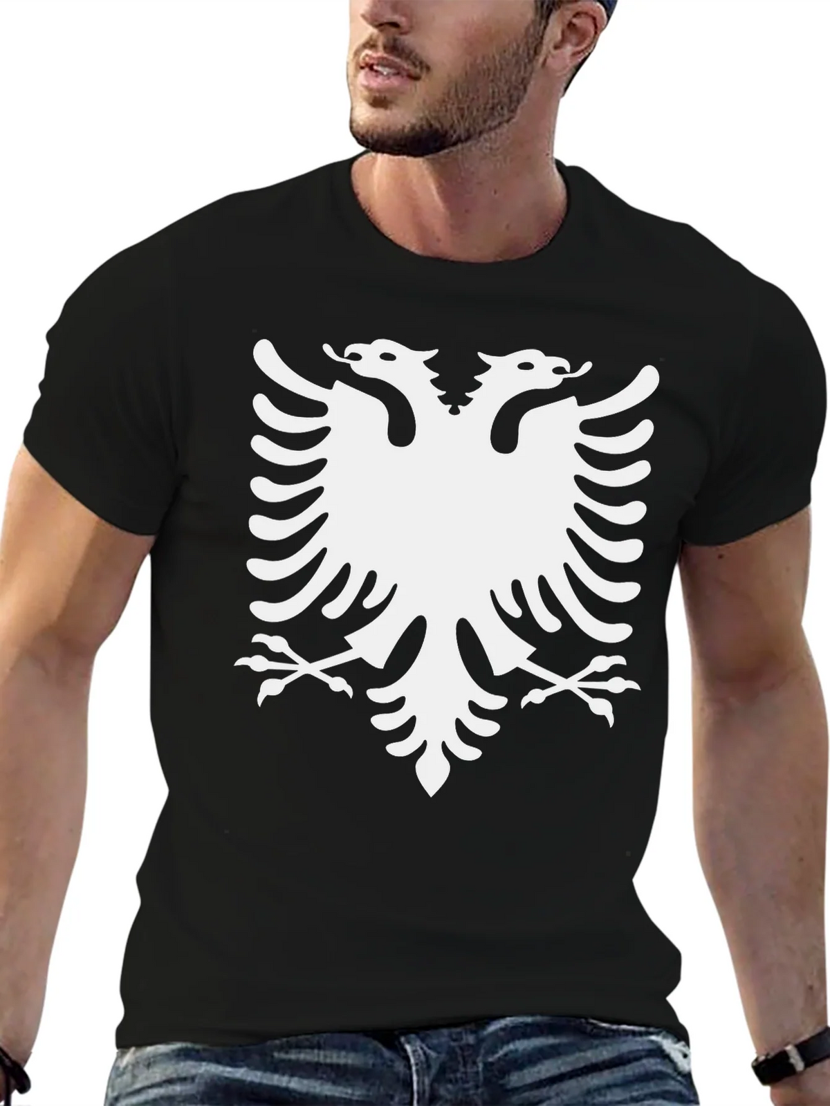 Albanian Eagle Graphic Tee - Classic Black Cotton Shirt product image 4