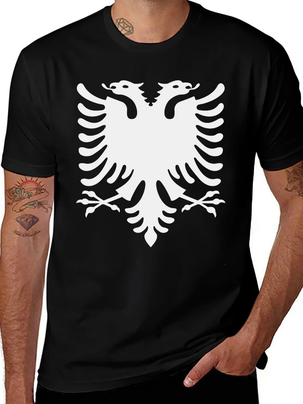 Albanian Eagle Graphic Tee - Classic Black Cotton Shirt product image 1