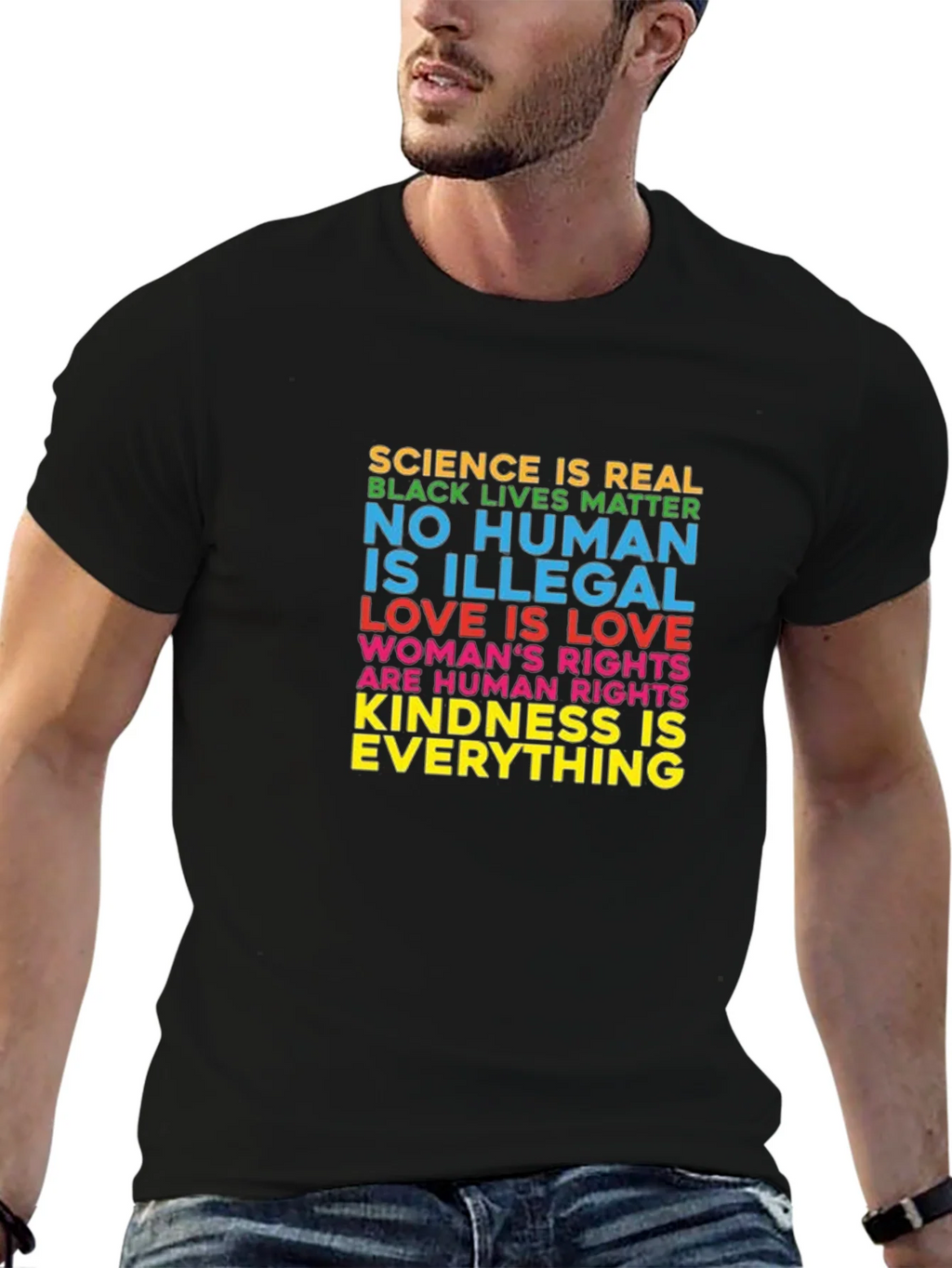 Equality & Kindness Graphic Tee - Black Unisex T-Shirt product image 4