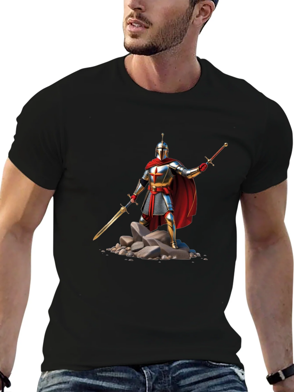 Knight Warrior T-Shirt - Medieval Armor Design product image 6