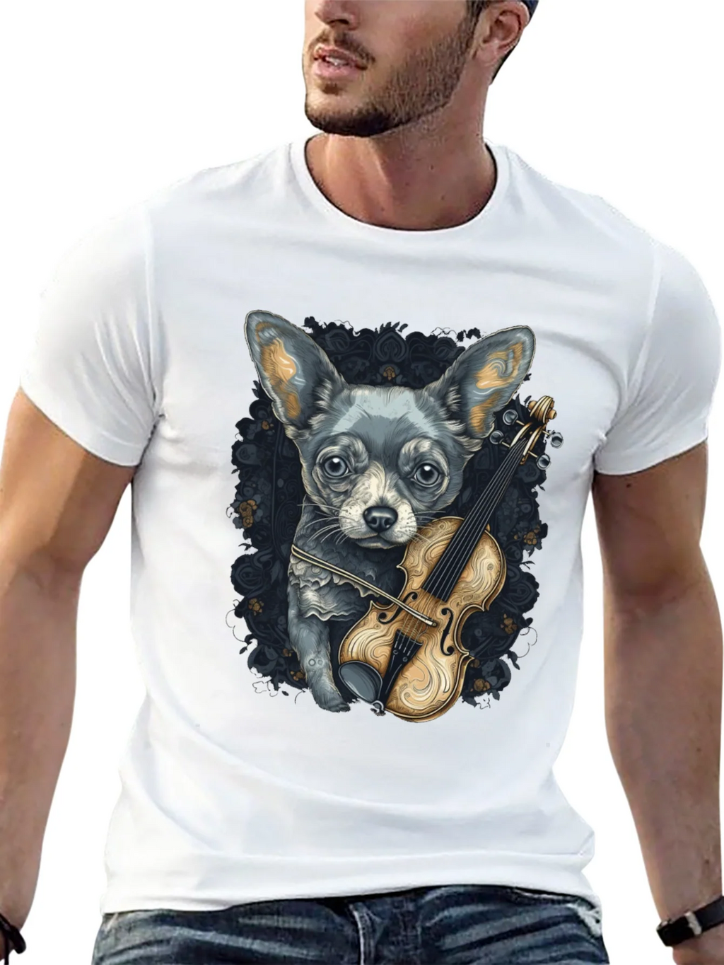Dog with Violin Graphic Tee - Black product image 12