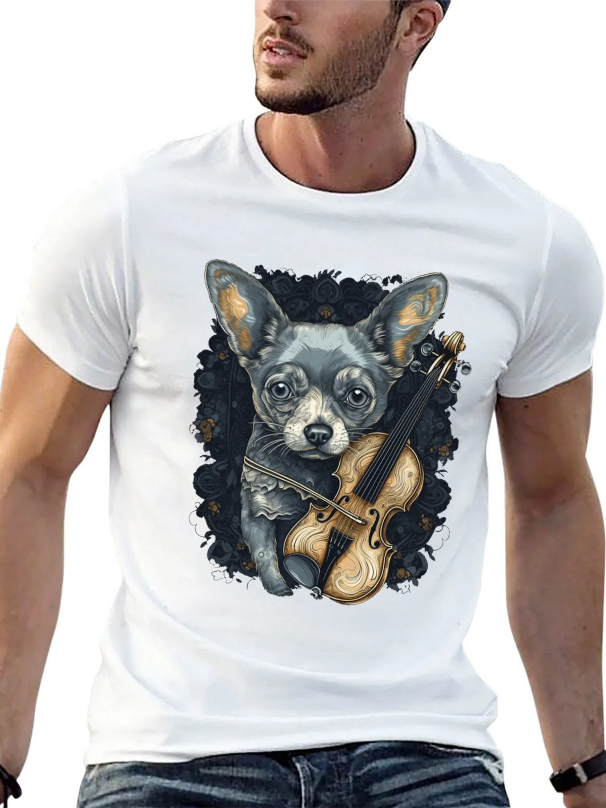 Dog with Violin Graphic Tee - Black product image 12
