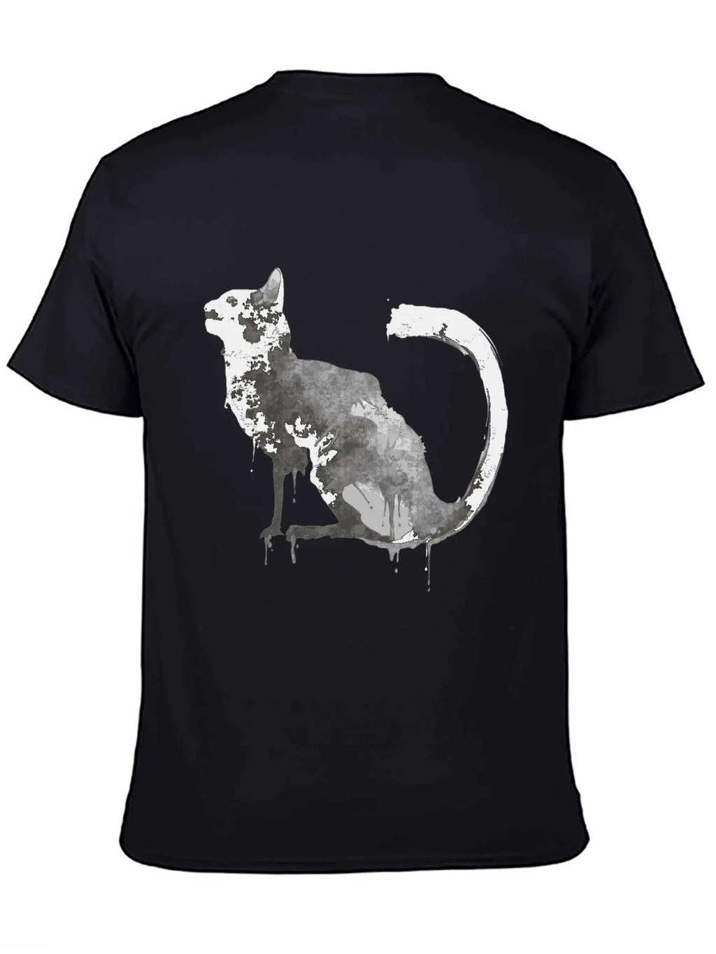 Watercolor Cat Graphic Black T-Shirt product image 4