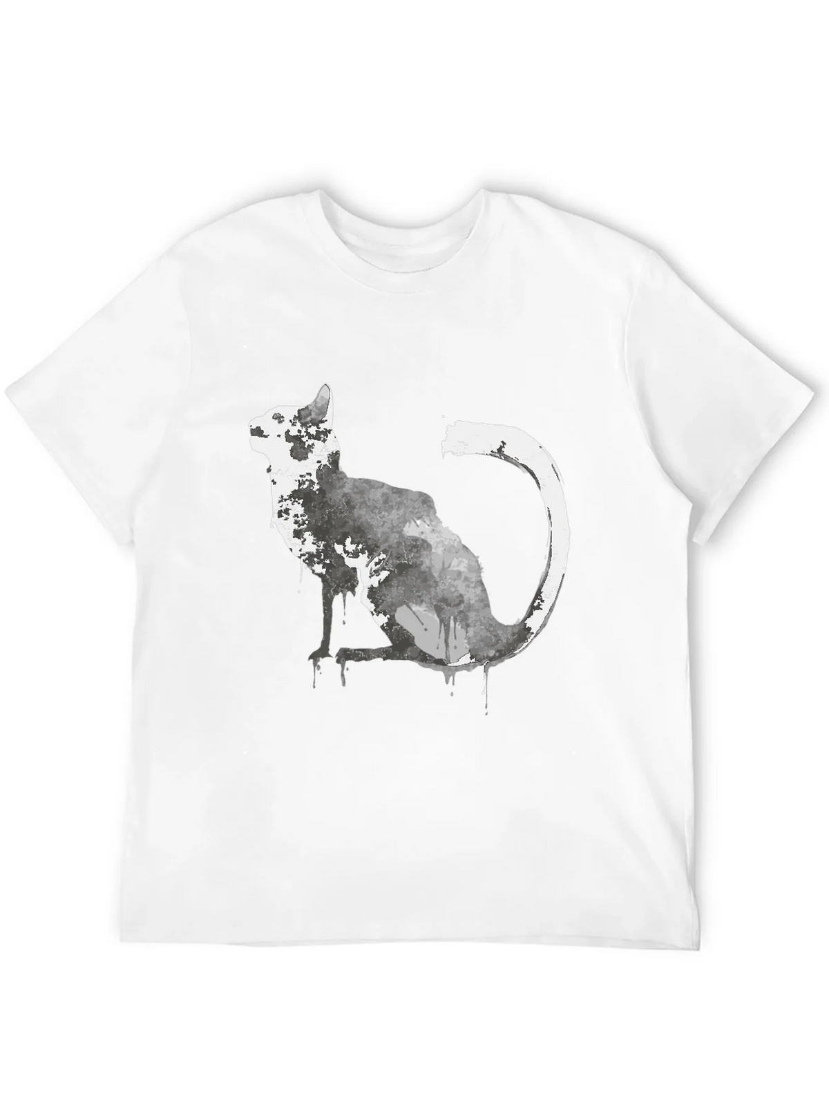 Watercolor Cat Graphic Black T-Shirt product image 11