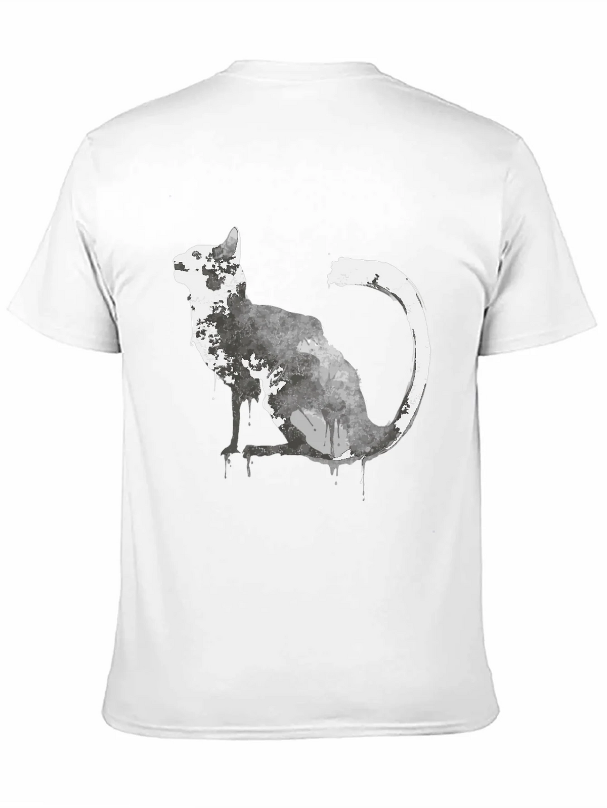 Watercolor Cat Graphic Black T-Shirt product image 10