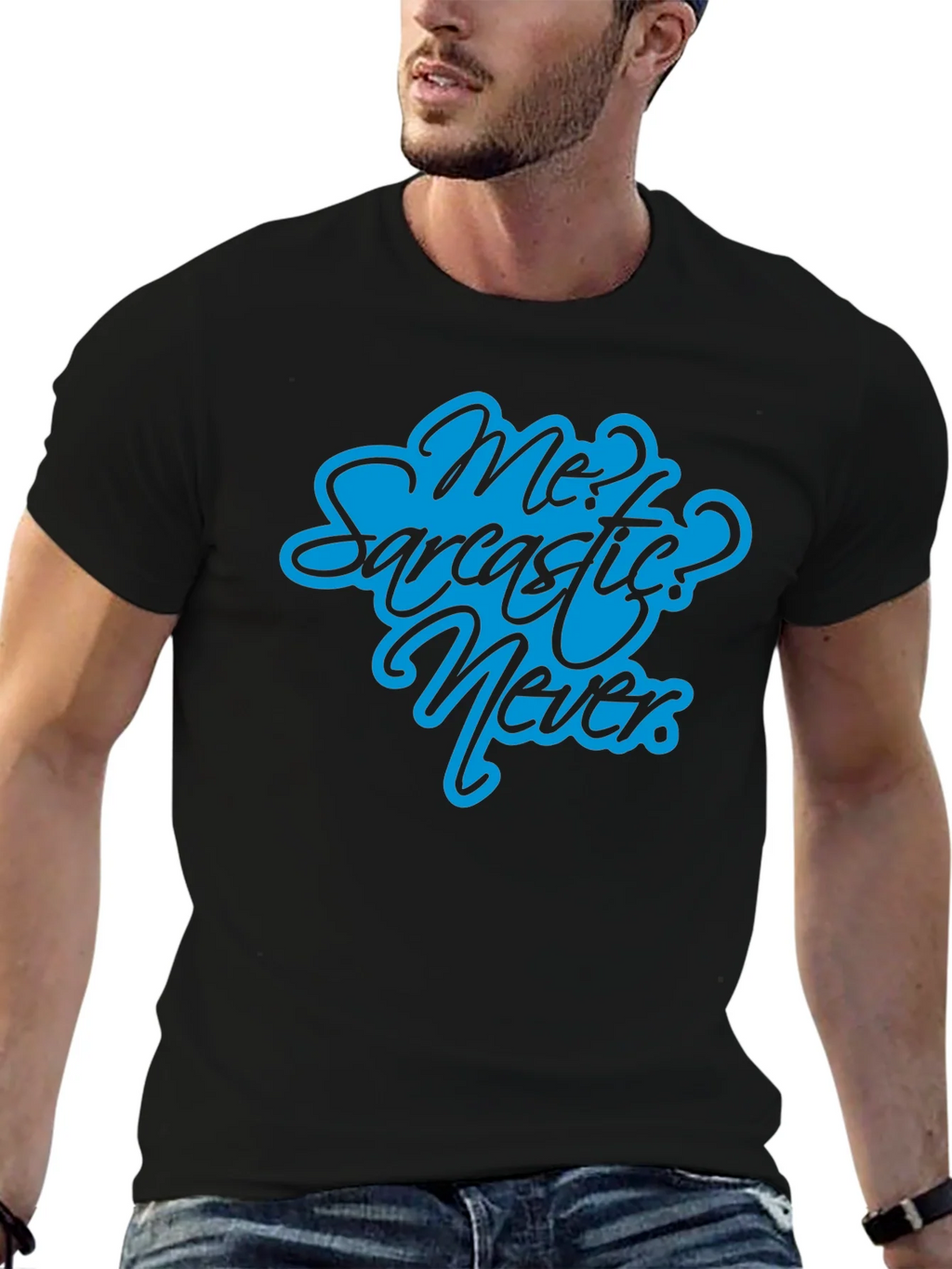 Sarcastic? Never Black T-Shirt - Funny Graphic Tee product image 6