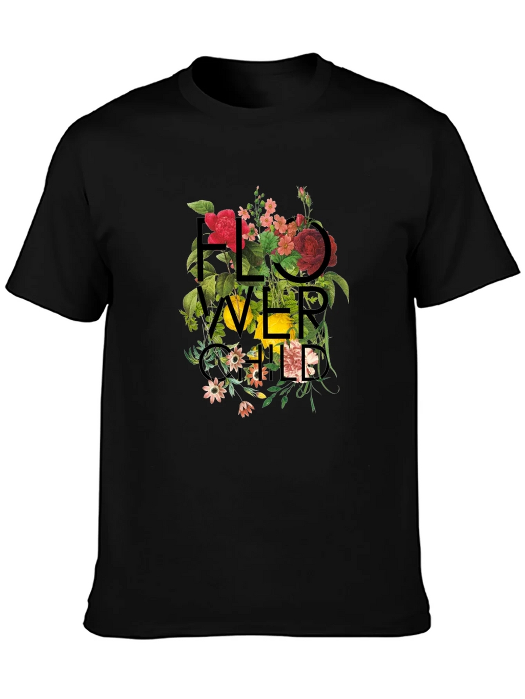 Floral Child Graphic Black T-Shirt product image 1