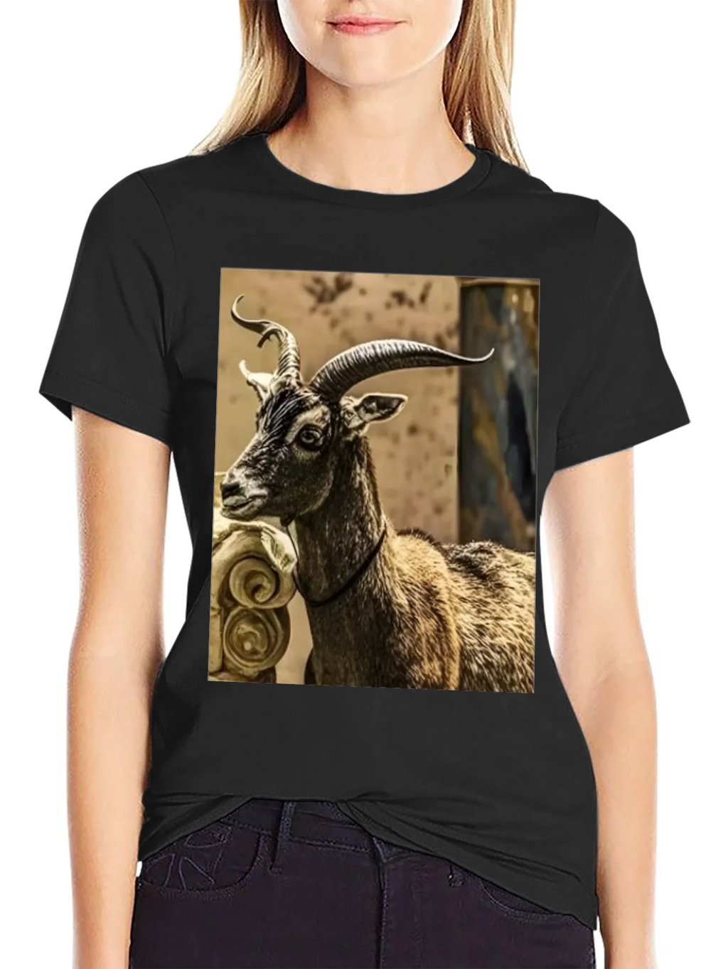 Majestic Goat Graphic Tee - Stylish Animal Print Shirt product image 2