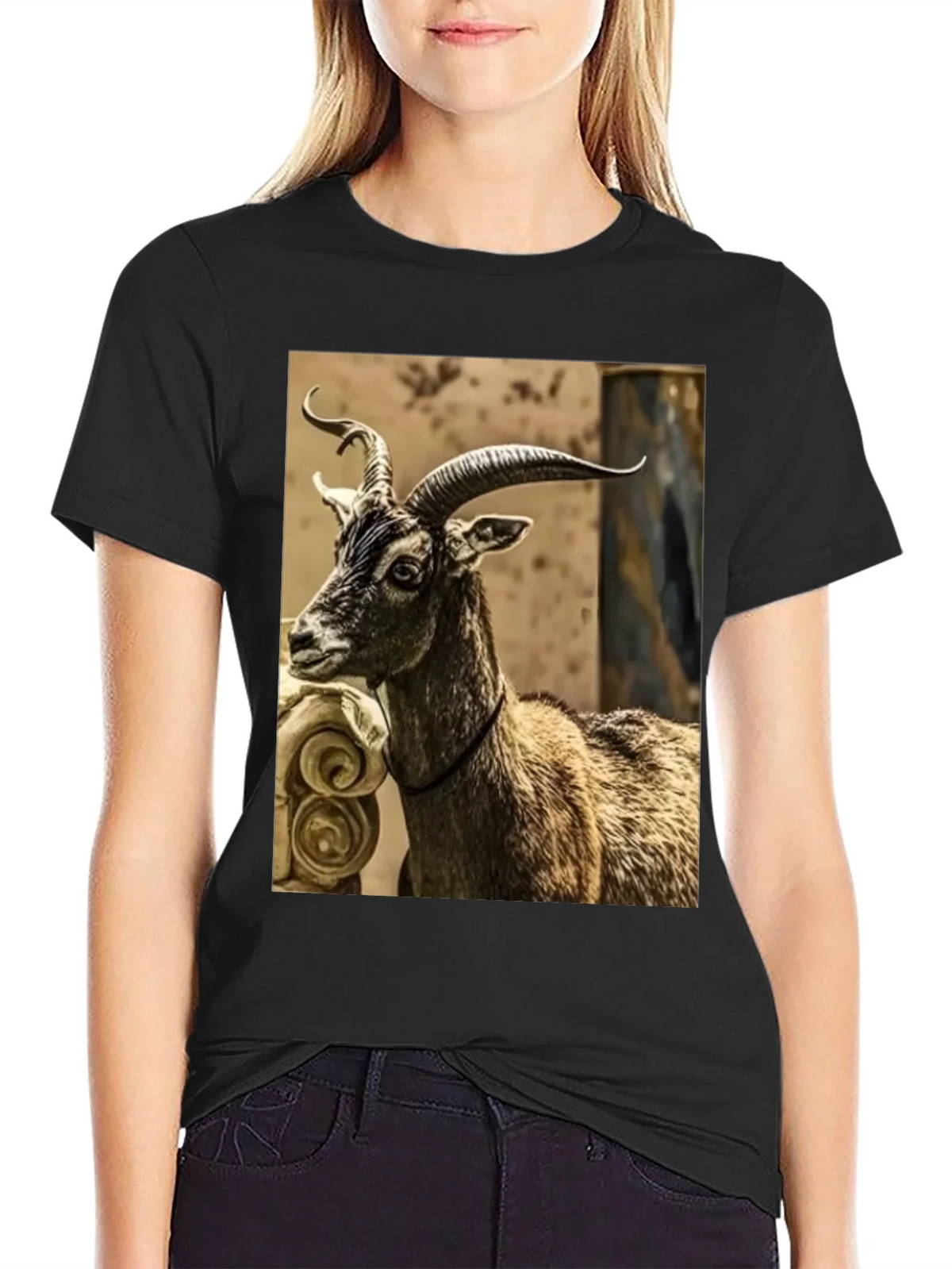 Majestic Goat Graphic Tee - Stylish Animal Print Shirt product image 2