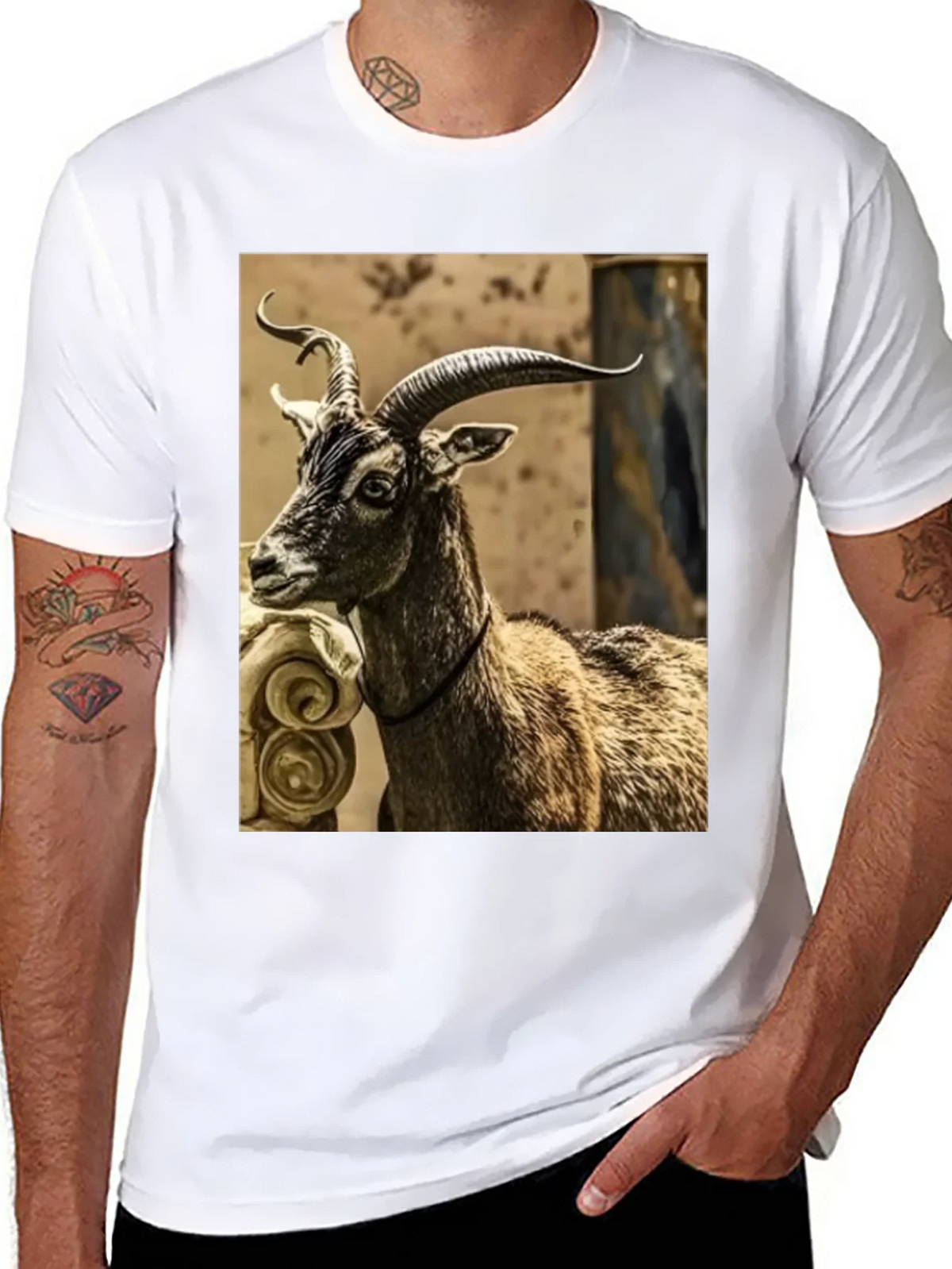 Majestic Goat Graphic Tee - Stylish Animal Print Shirt product image 4