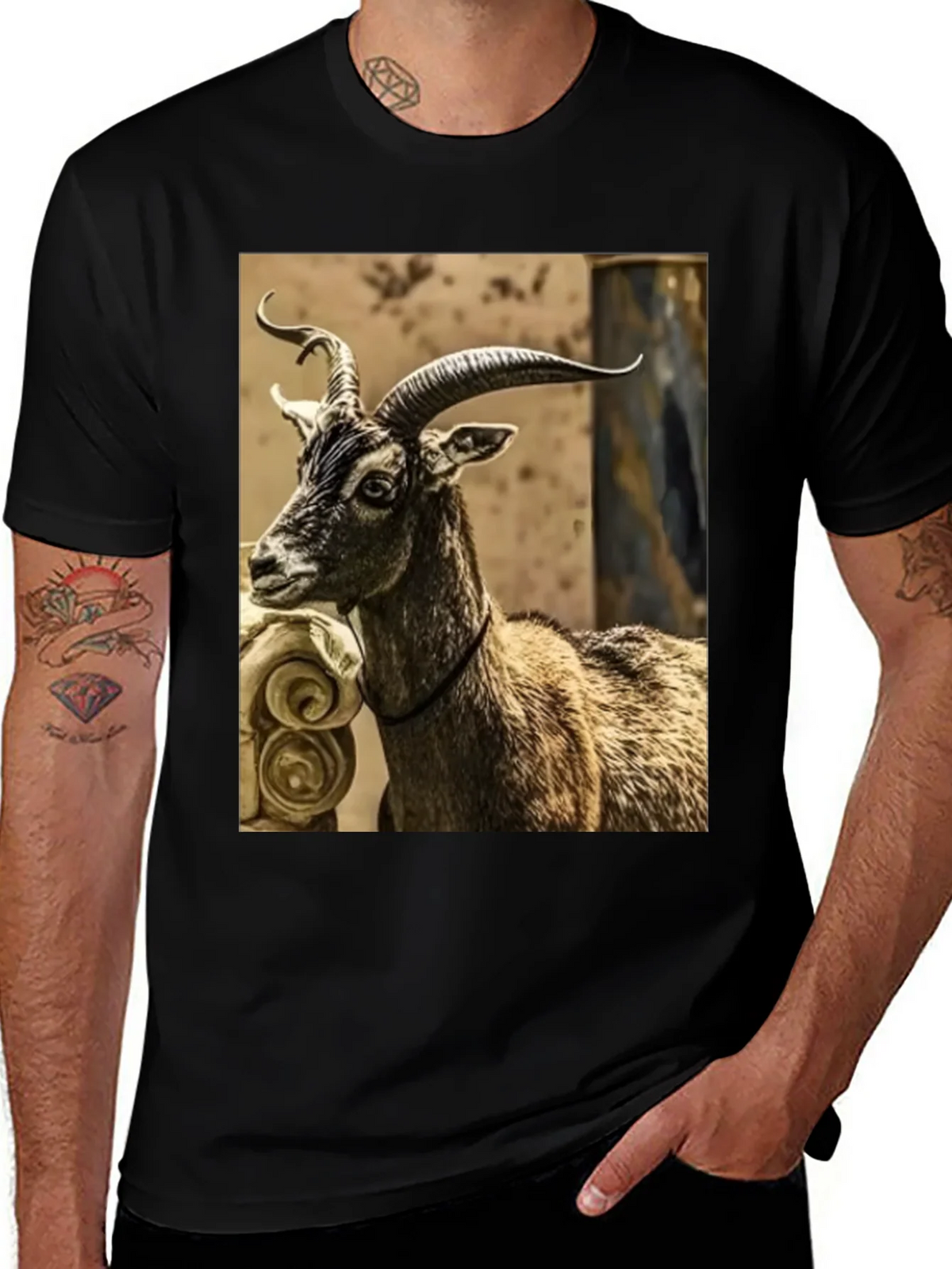 Majestic Goat Graphic Tee - Stylish Animal Print Shirt product image 1