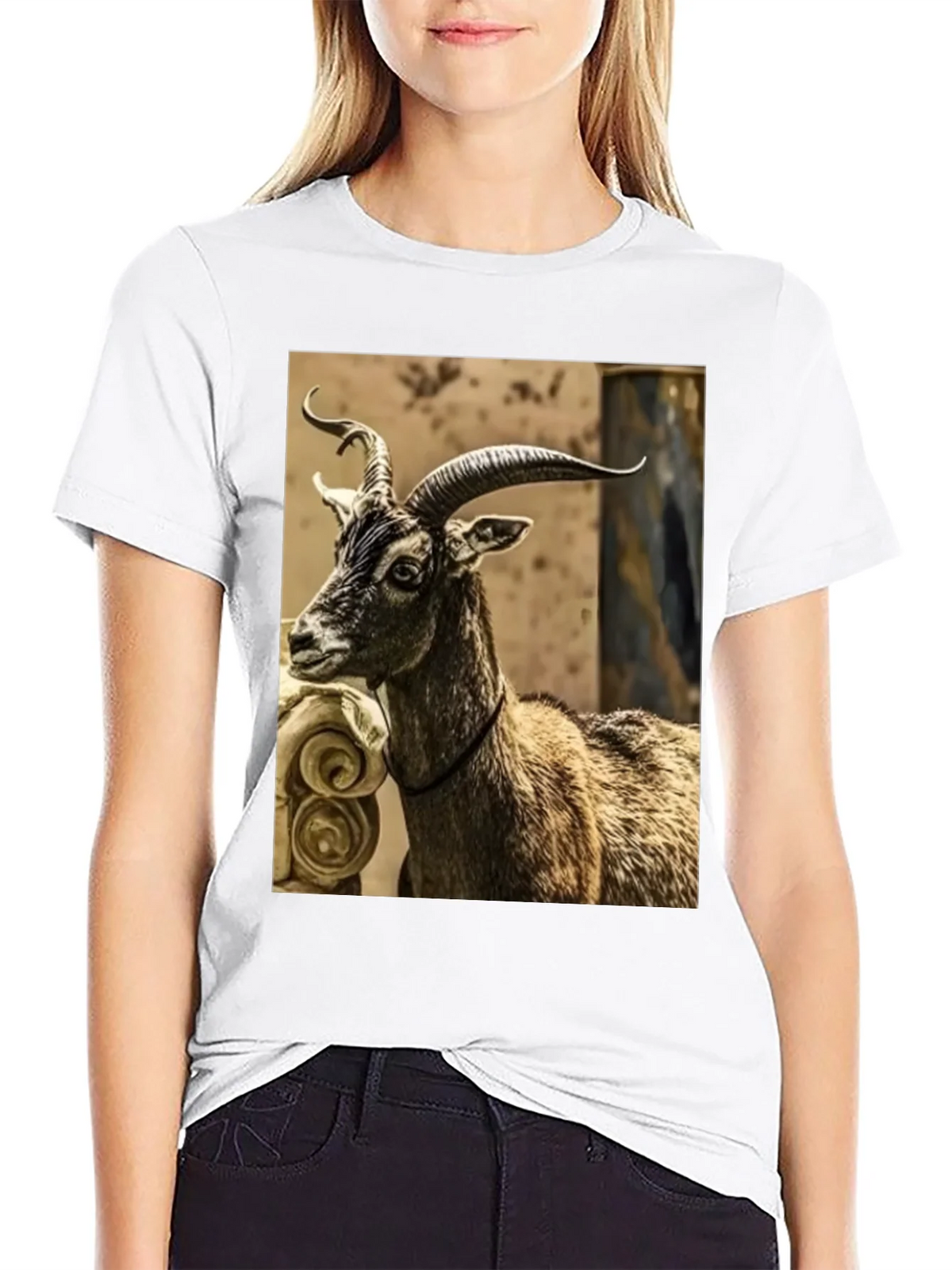 Majestic Goat Graphic Tee - Stylish Animal Print Shirt product image 5