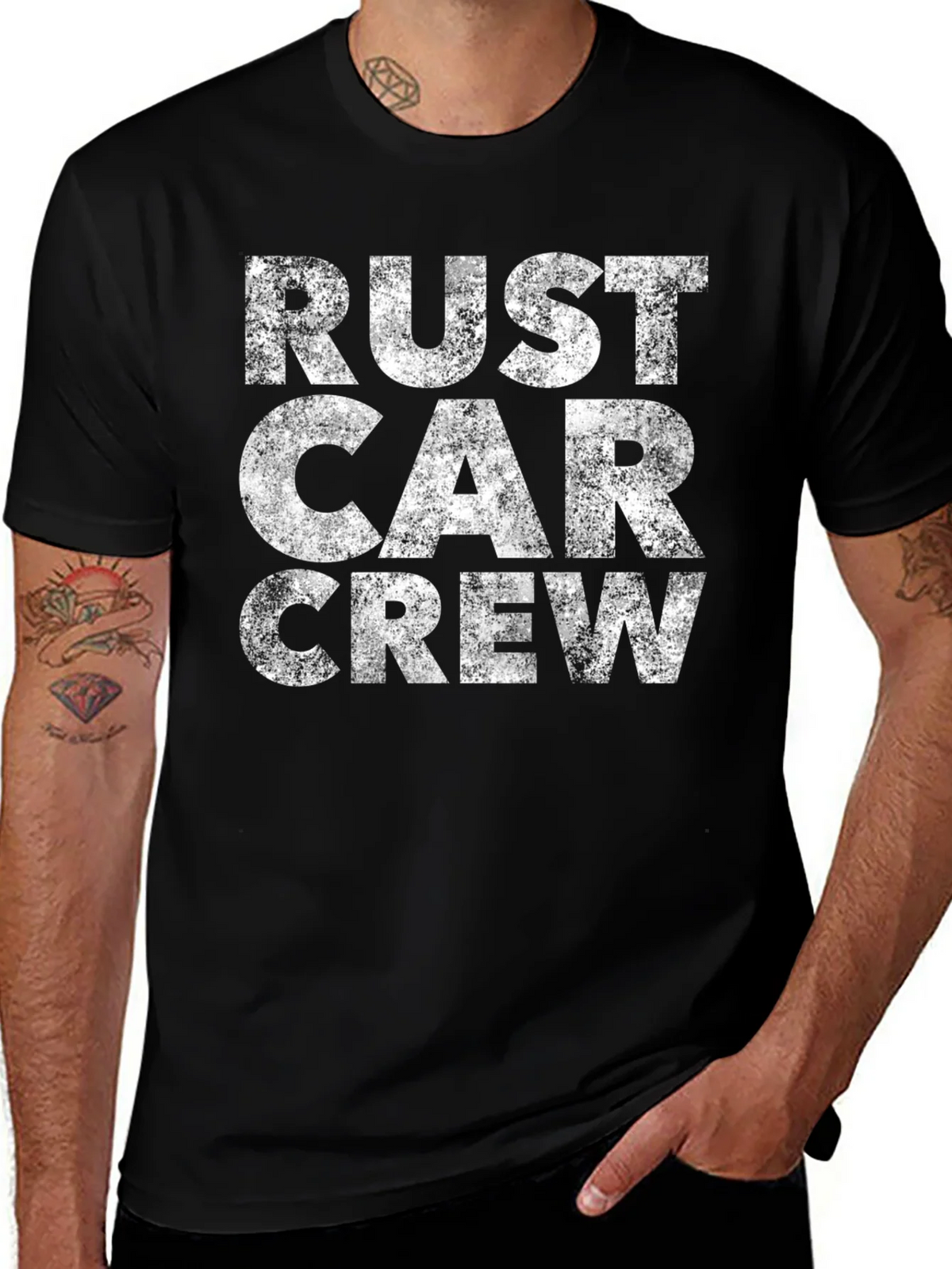 Rust Car Crew Graphic Tee - Distressed Vintage Style product image 1