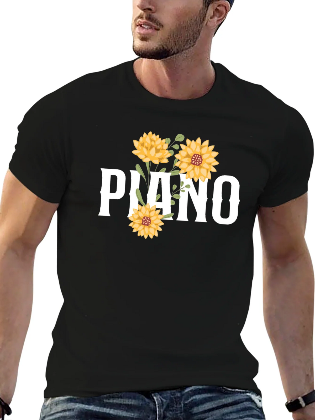 Piano Floral Graphic Tee - Black product image 5